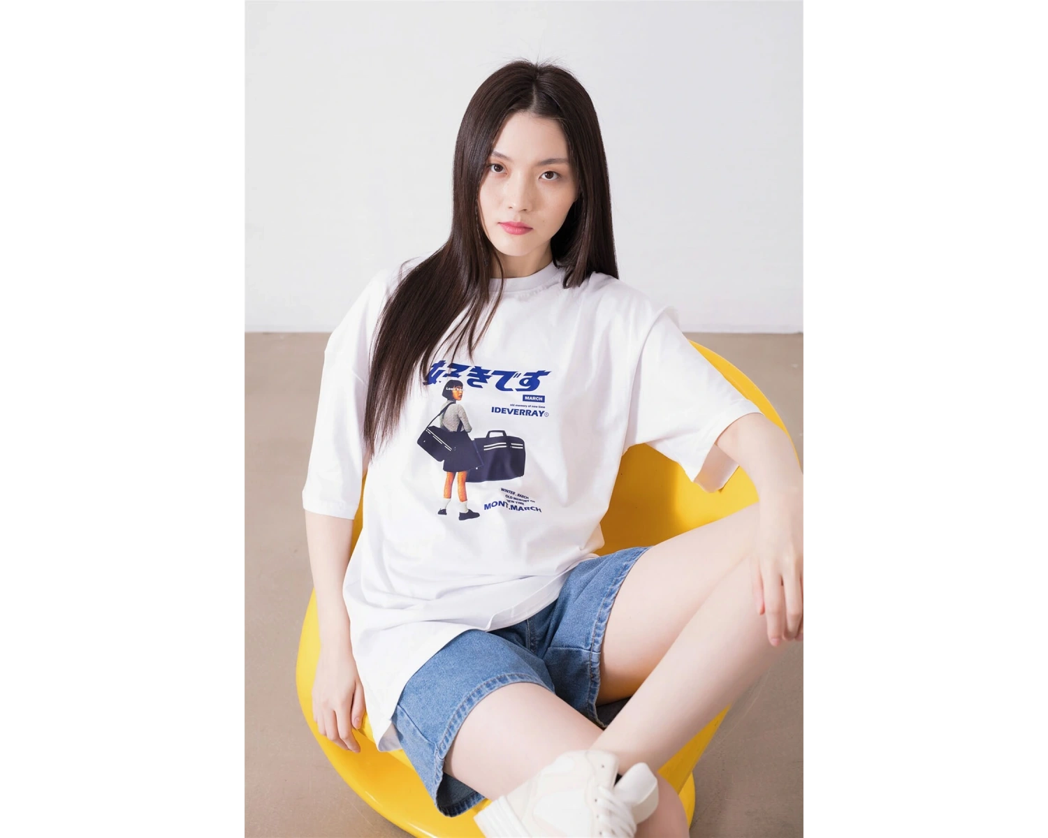 Unisex Harajuku Girl Beyaz Tshirt