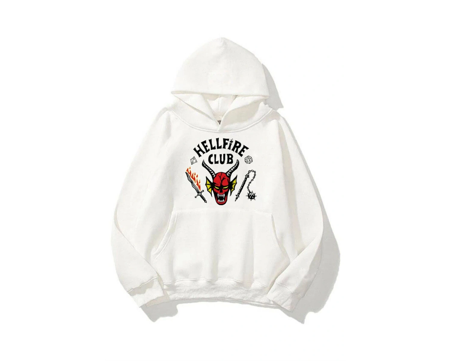Unisex Hell Fire Club Sweatshirt Hoodie Beyaz