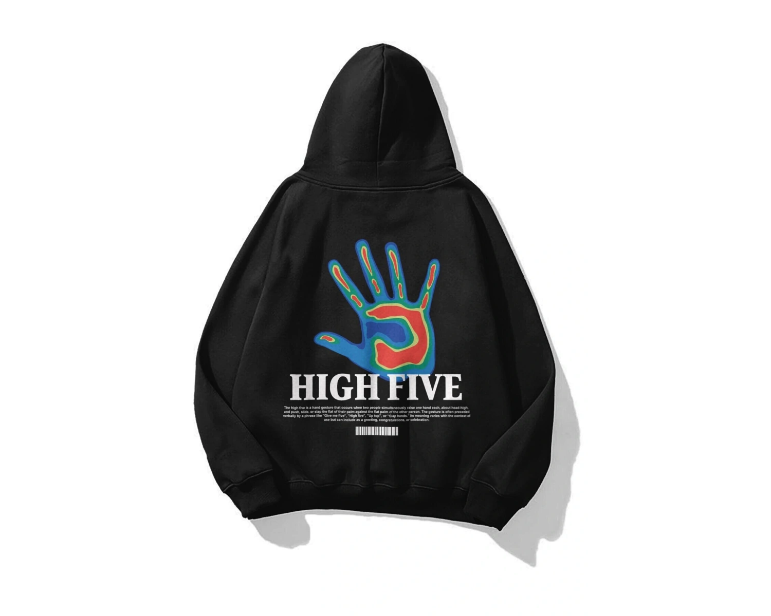Unisex High Five Sweatshirt Hoodie Siyah