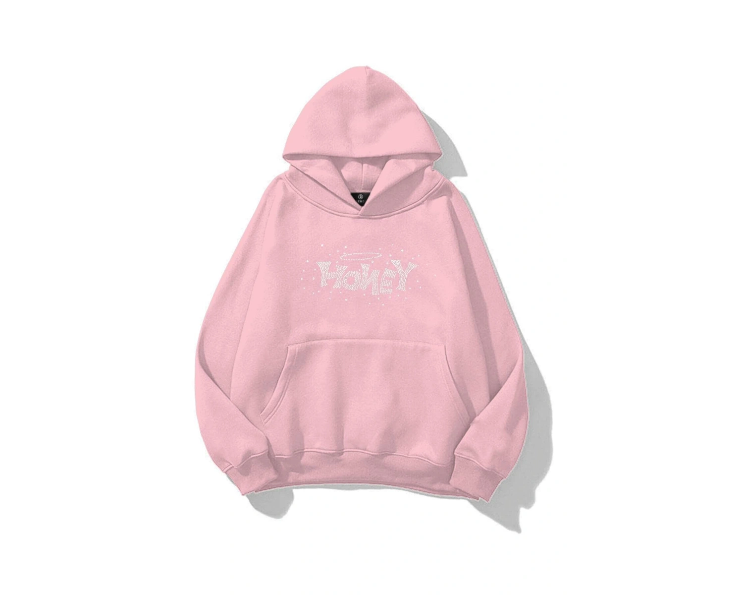 Unisex Honey Taş Baskılı Sweatshirt Pembe