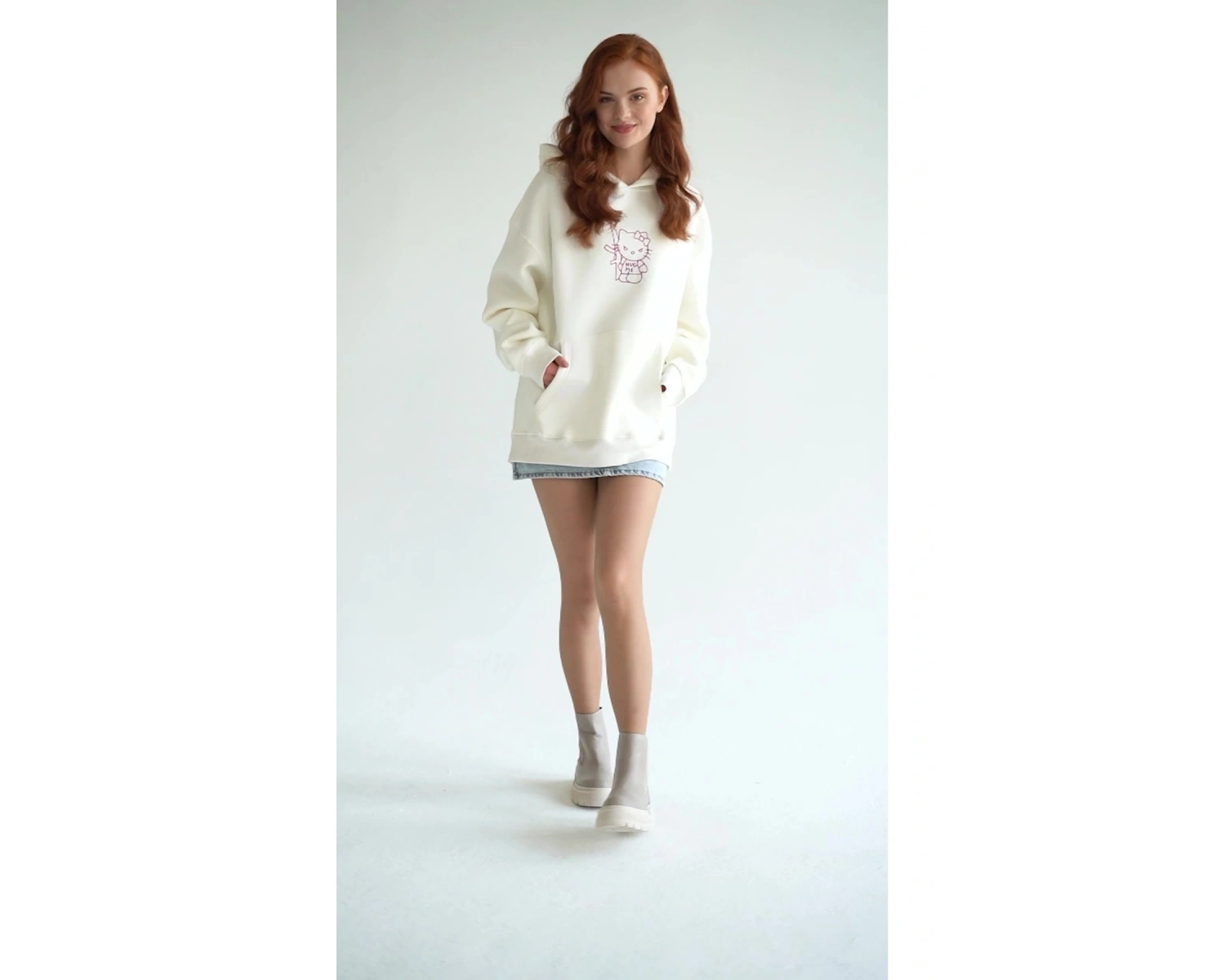 Unisex Hug Me Sweatshirt Hoodie Beyaz