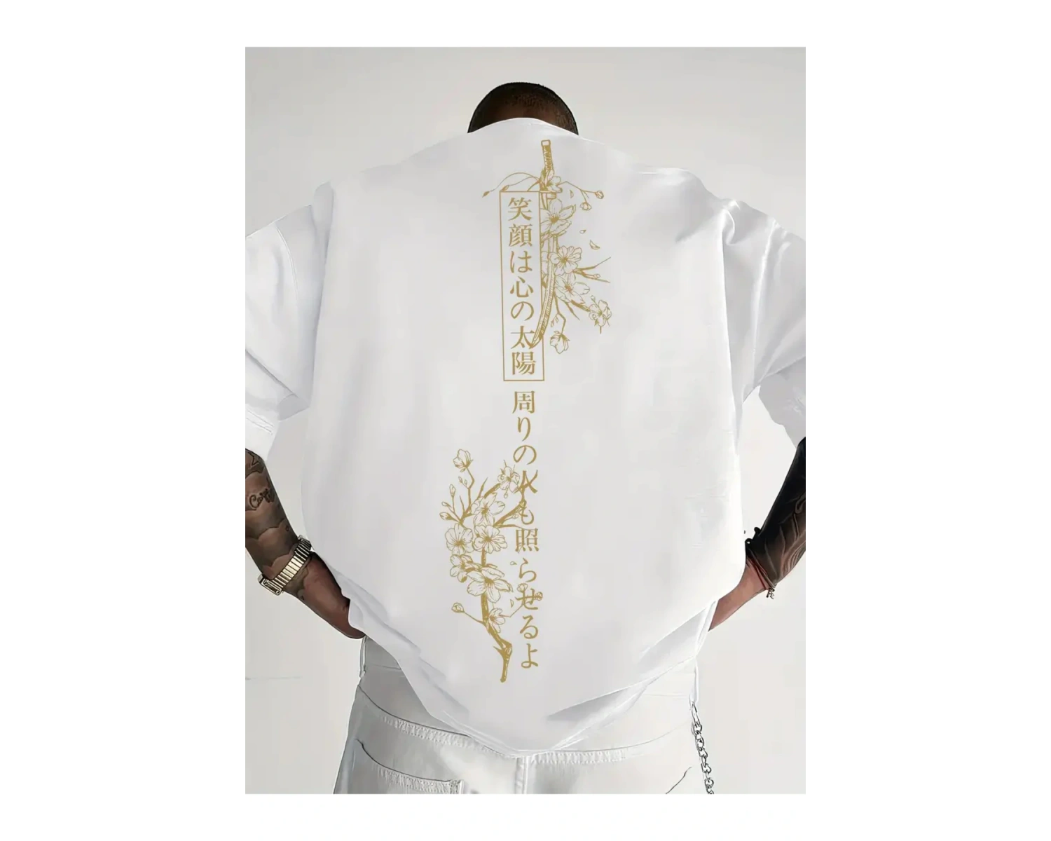 Unisex Japonca Yazı Baskılı Oversize