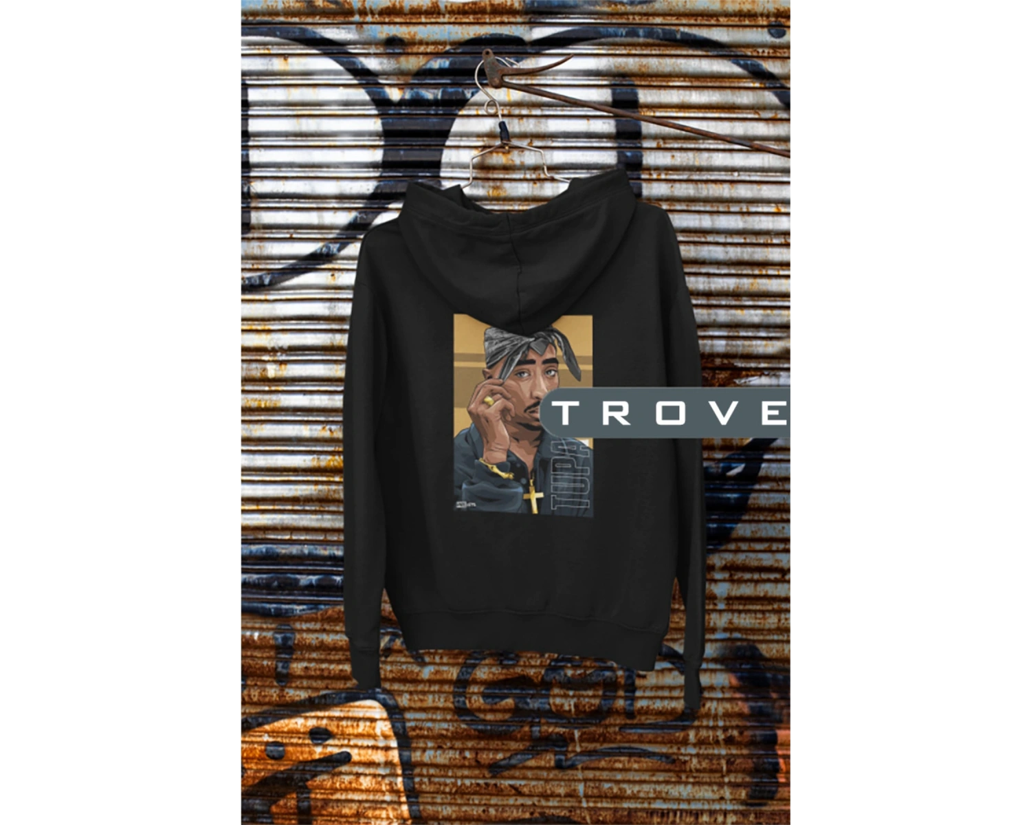 Unısex Kadın Erkek 2pac Tupac Shakur Thug Life Ön Arka Sırt Baskılı Kapüşonlu %100 Pamuk Sweatshirt