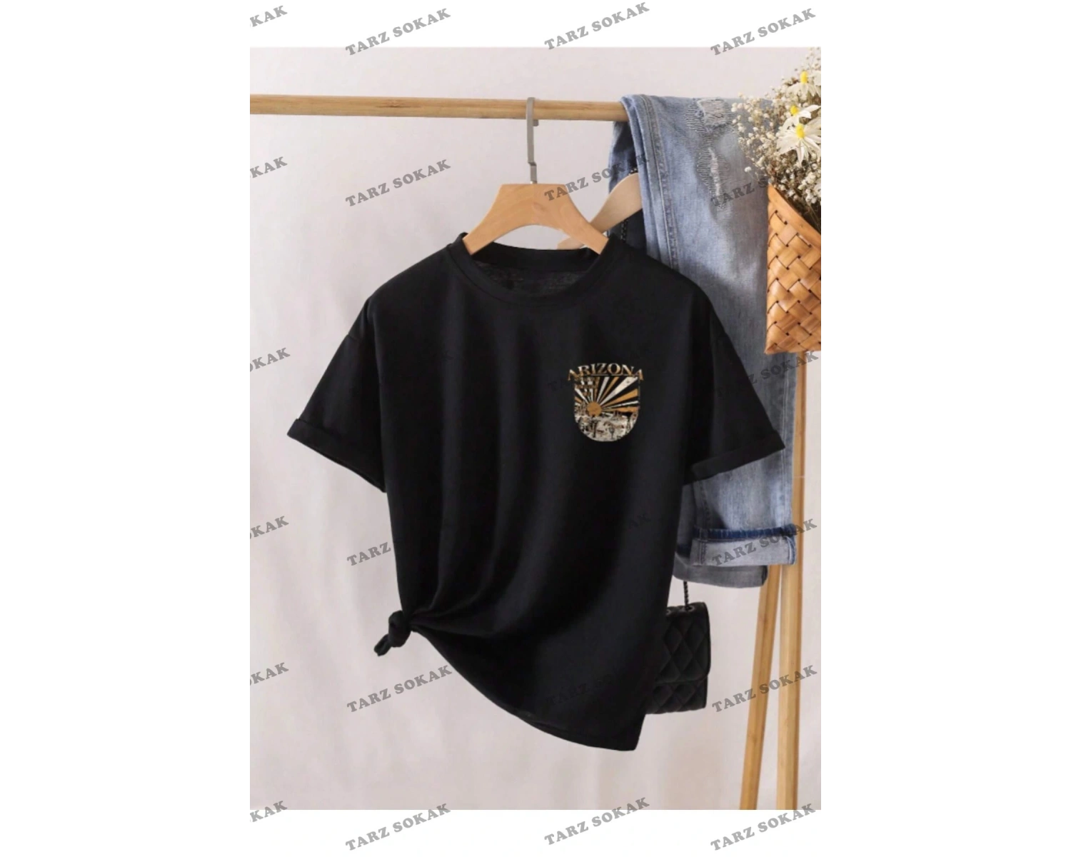 Unisex Kadın/Erkek Arizona Renkli Özel Baskılı Oversize Penye