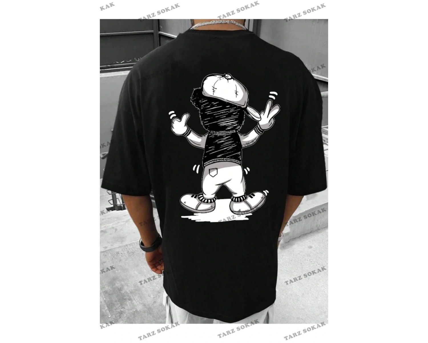 Unisex Kadın/Erkek Bear Özel Baskılı Renkli Oversize Penye