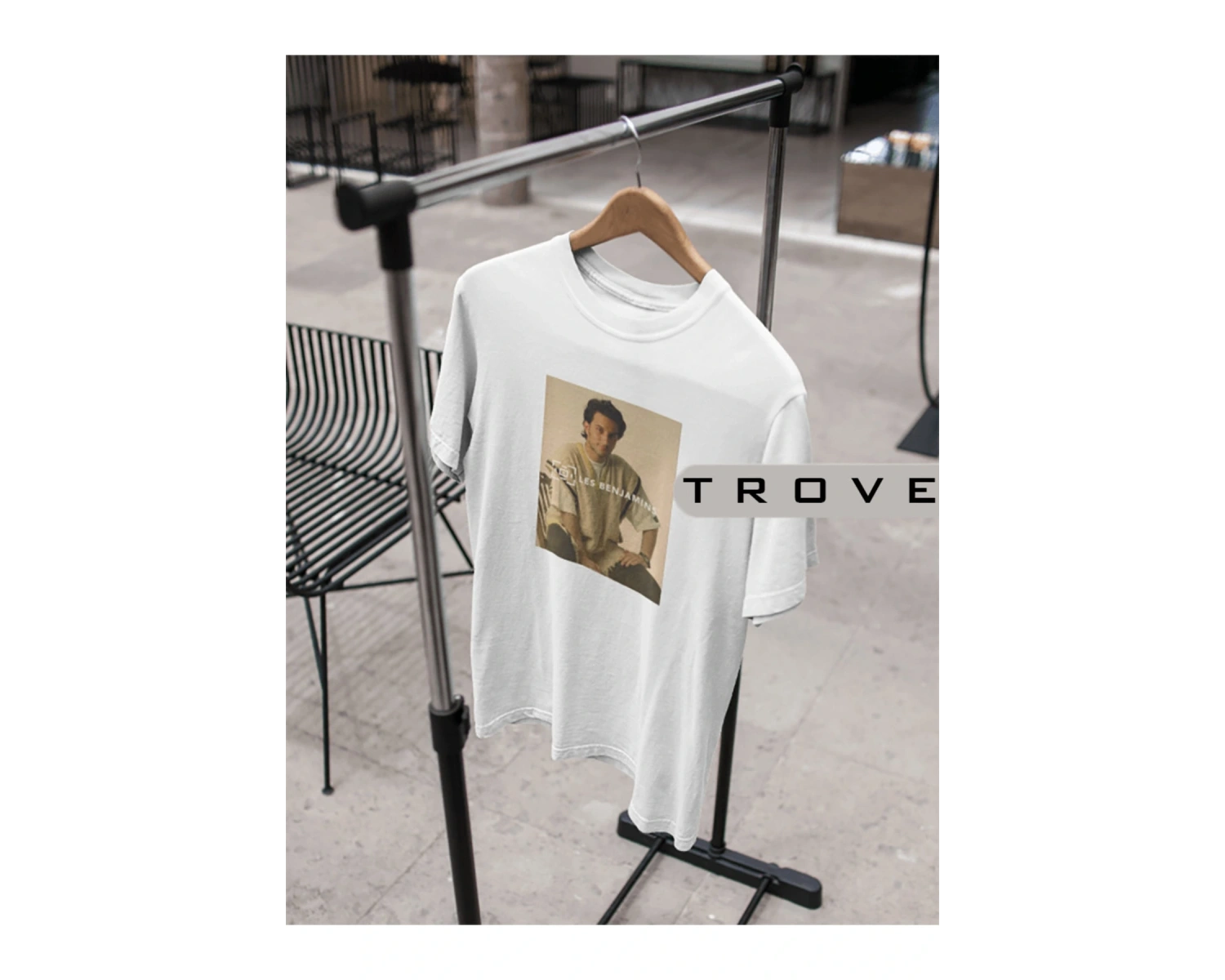 Unısex Kadın Erkek Benjamın Les Tarkan Poster Çekim %100 Pamuk Baskılı Siyah Beyaz T-shirt