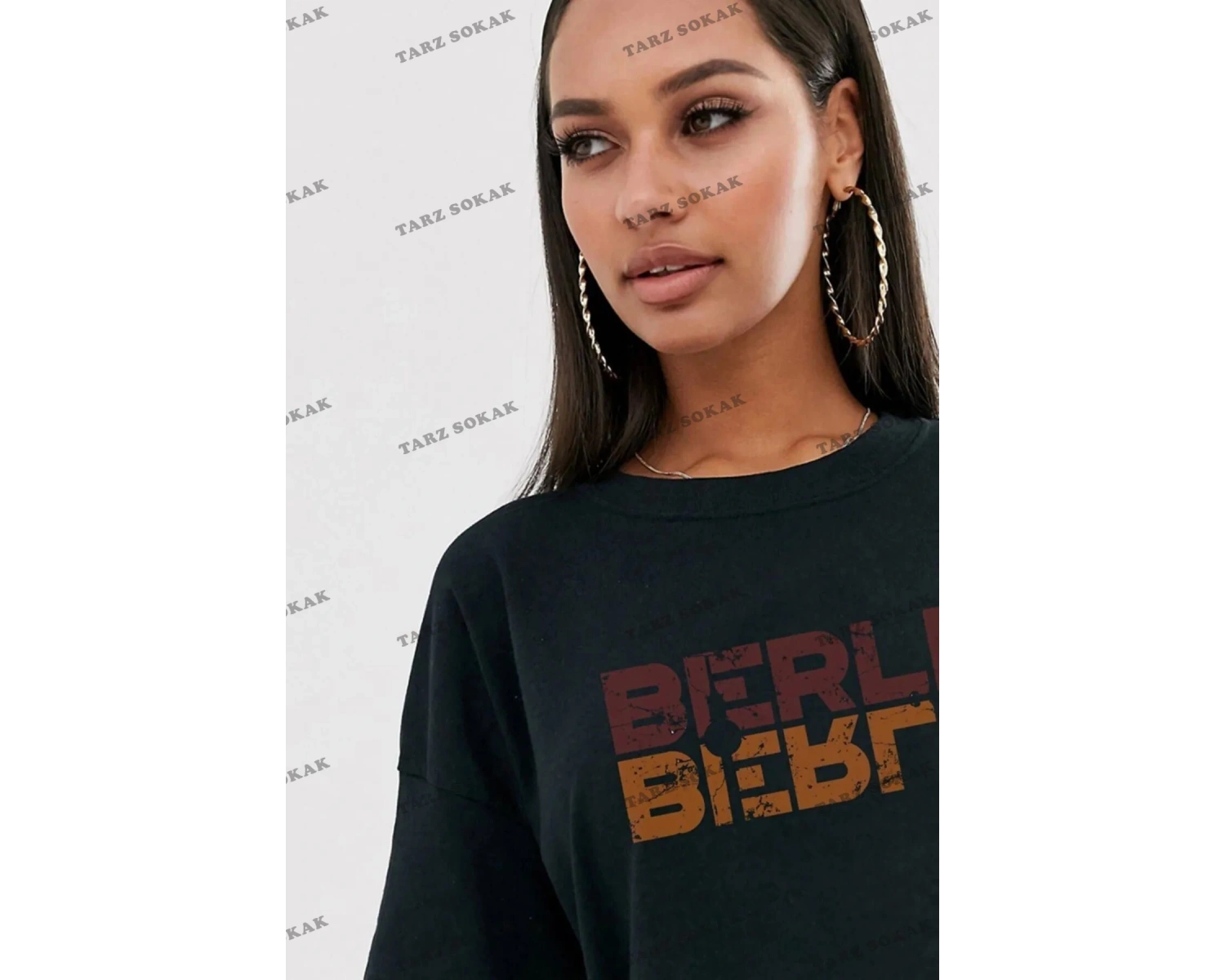 Unisex Kadın/Erkek Berlin Renkli Özel Baskılı Oversize Penye