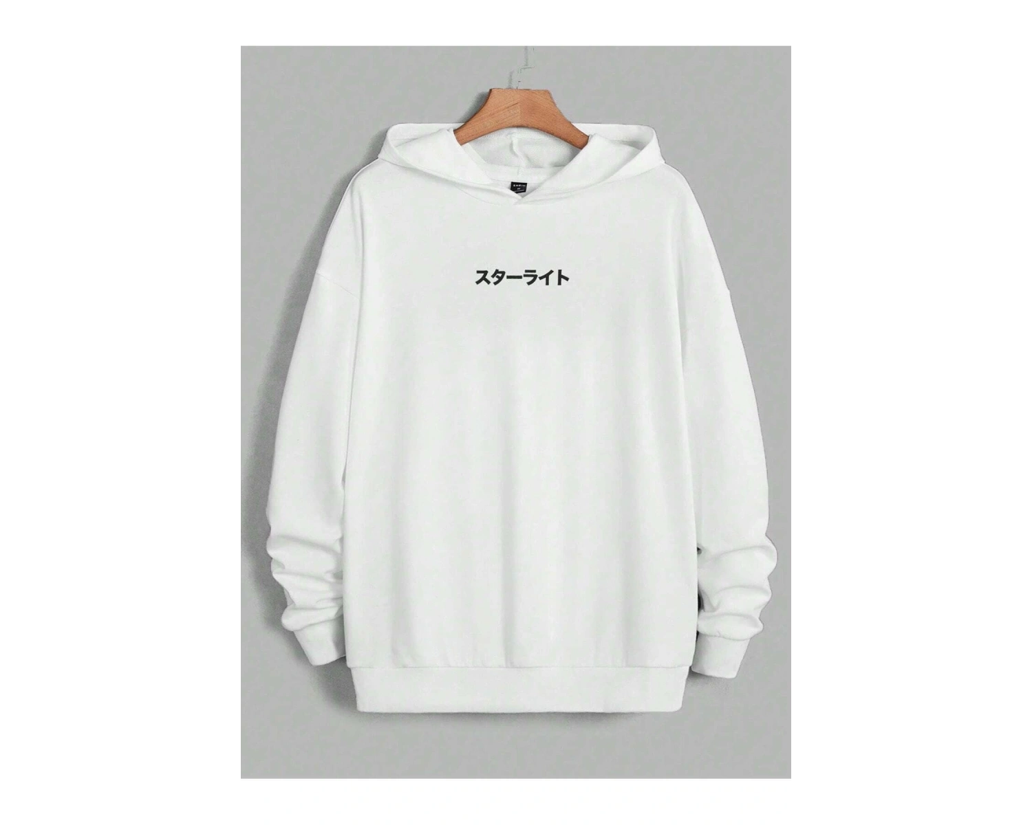 Unisex Kadın/Erkek Beyaz Anime Out Baskılı Oversize Kapüşonlu Sweatshirt