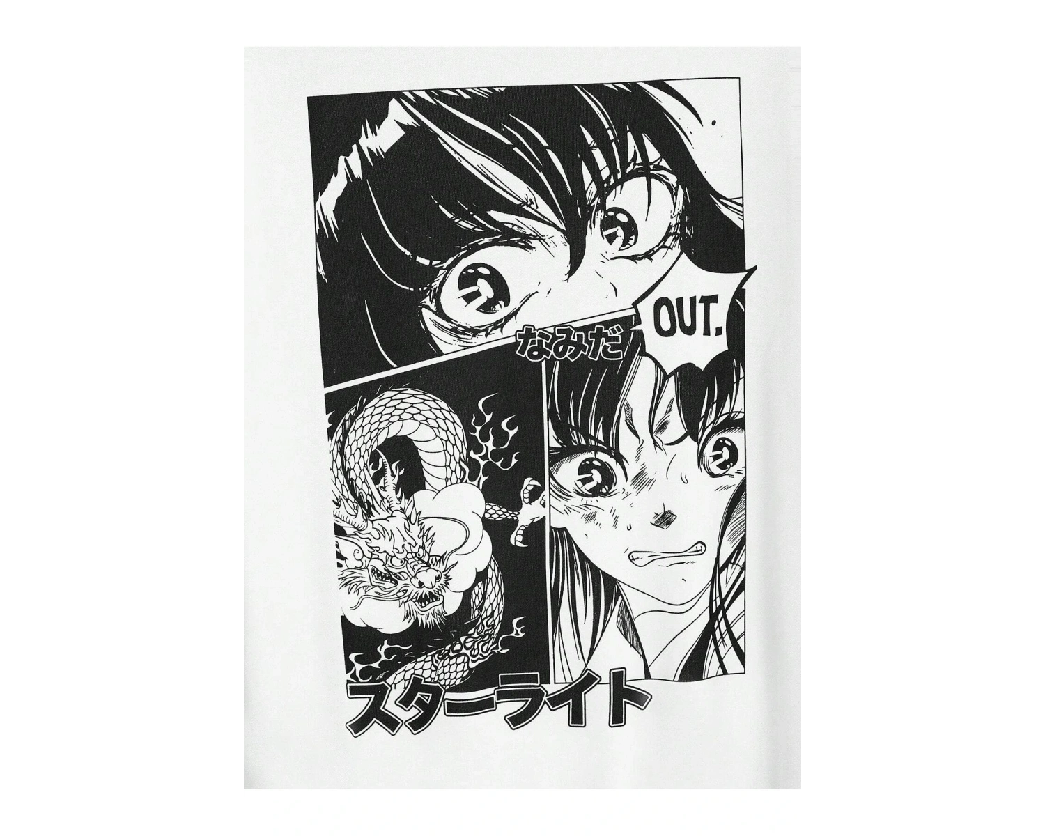 Unisex Kadın/Erkek Beyaz Anime Out Baskılı Oversize Kapüşonlu Sweatshirt