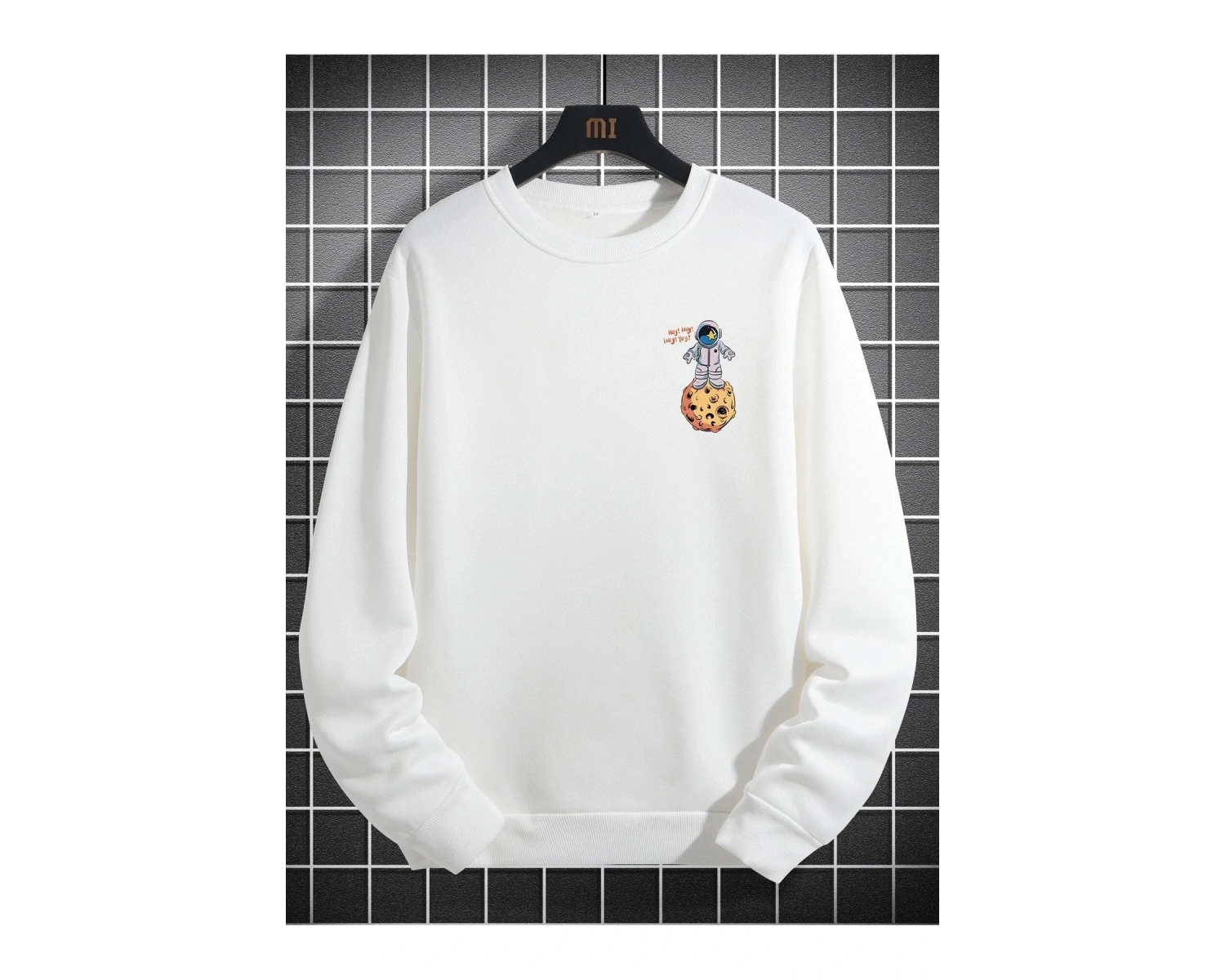 Unisex Kadın/Erkek Beyaz Galaxy Oversize Bisiklet Yaka Pamuklu Sweatshirt