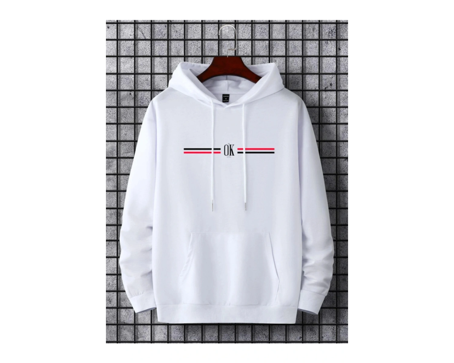 Unisex Kadın/Erkek Beyaz OK Baskılı Oversize Kapüşonlu Sweatshirt