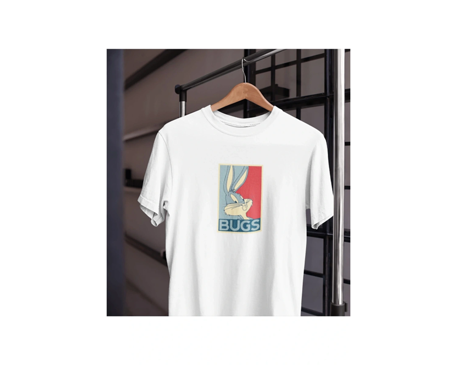 Unısex Kadın Erkek Bugs Bunny Havuç Siyah Beyaz Tasarım Baskılı % 100 Pamuk T-shirt