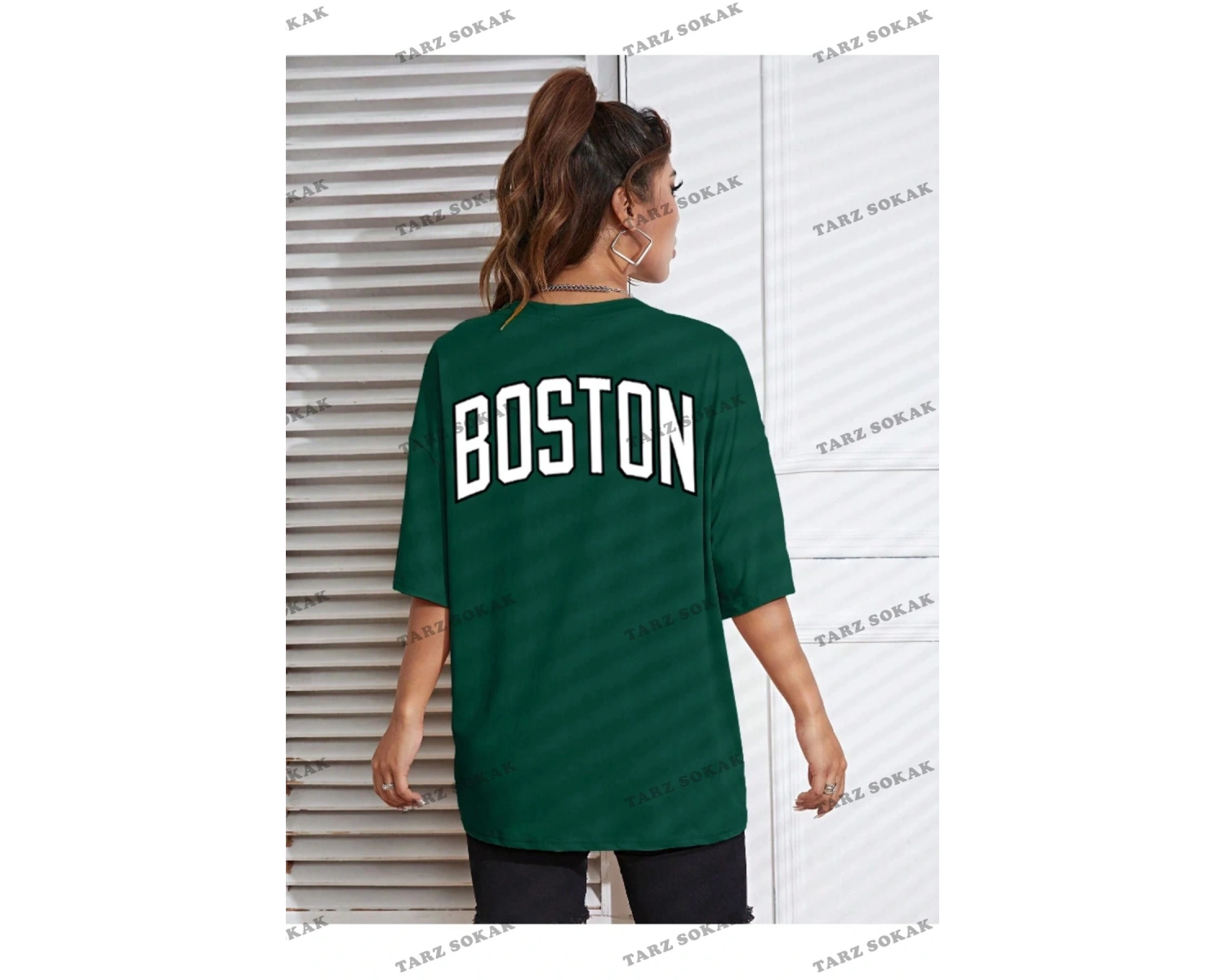 Unisex Kadın/Erkek Celtic Boston Özel Baskılı Renkli Oversize Penye