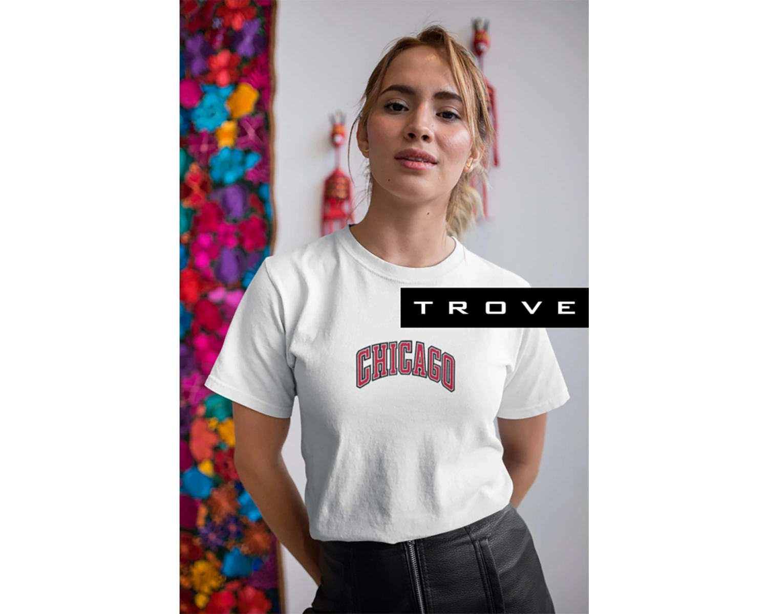 Unısex Kadın Erkek Chıcago Baskılı Siyah Beyaz % 100 Pamuk Tasarım T-shirt