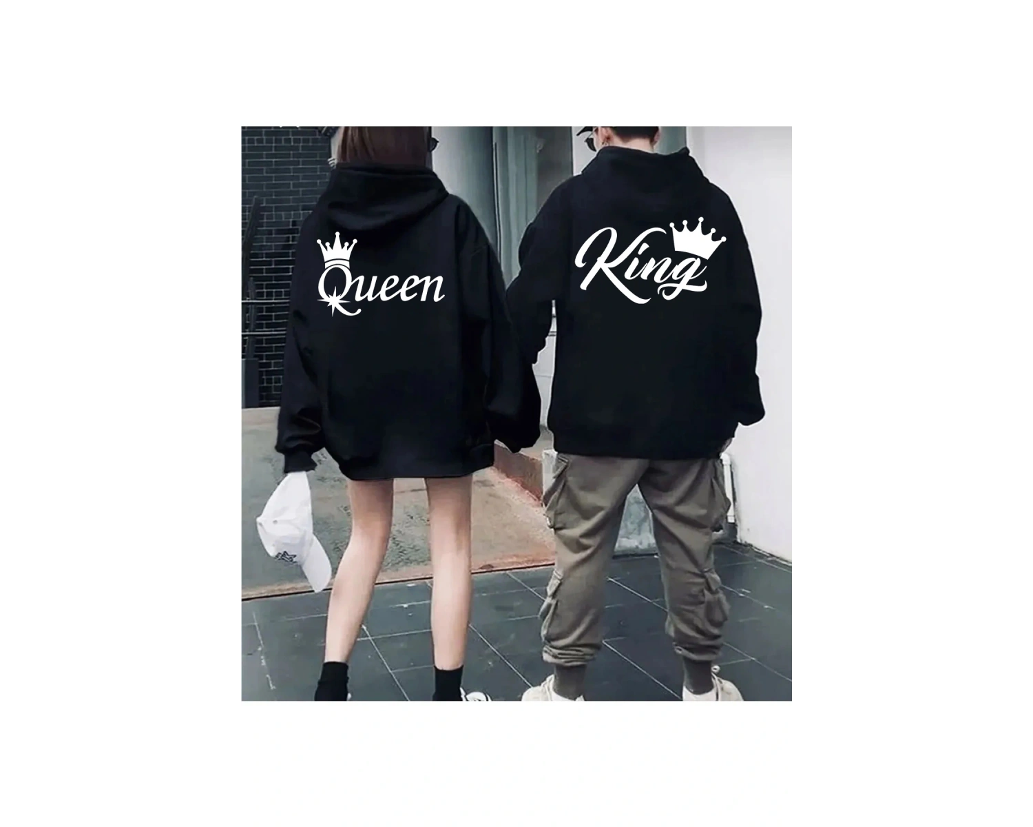 Unisex Kadın/Erkek Çift Sevgili Kombini Oversize Kapüşonlu Sweatshirt ( 3 İPLİK ŞARDONLU )