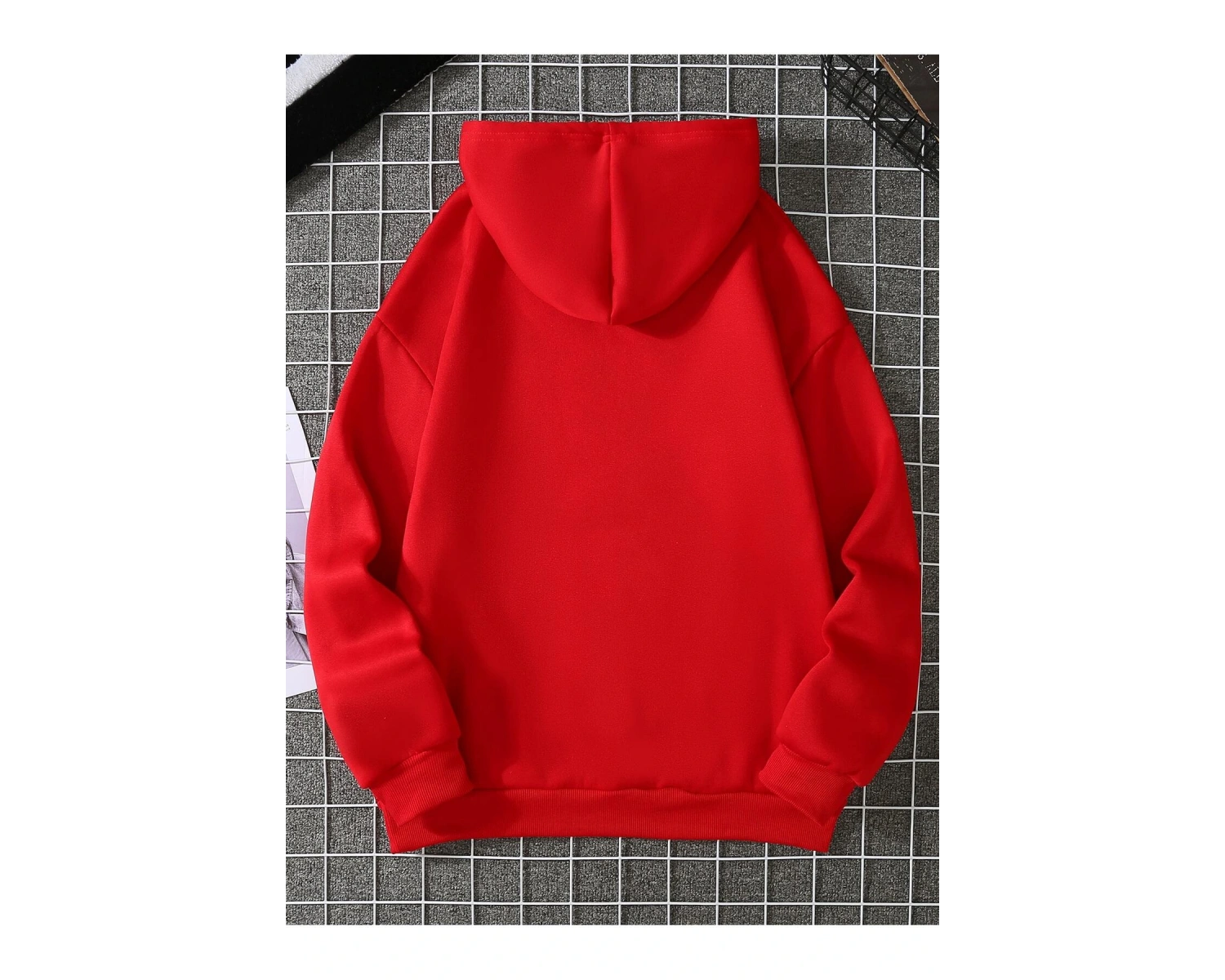 Unisex Kadın/Erkek Katı Kanguru Cep İpli Kapüşonlu Üst