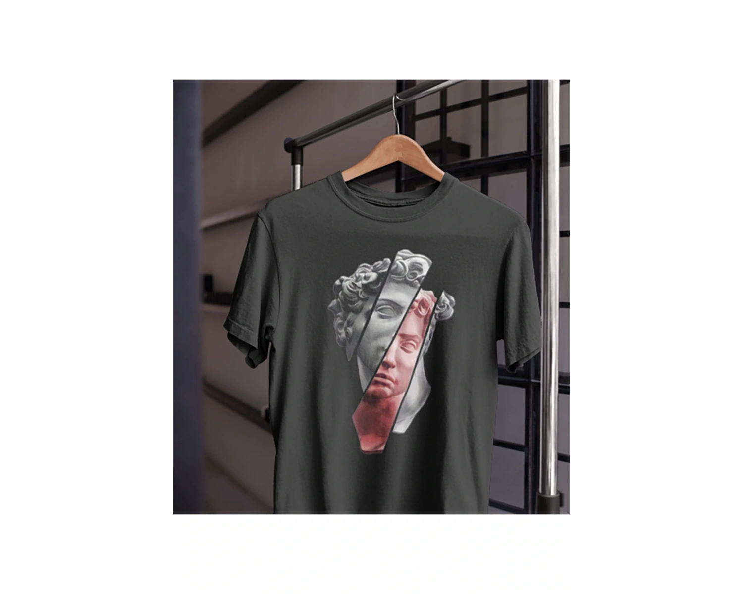 Unısex Kadın Erkek Mitoloji Heykel Rönesans Siyah Beyaz Tasarım Baskılı %100 Pamuk T-shirt