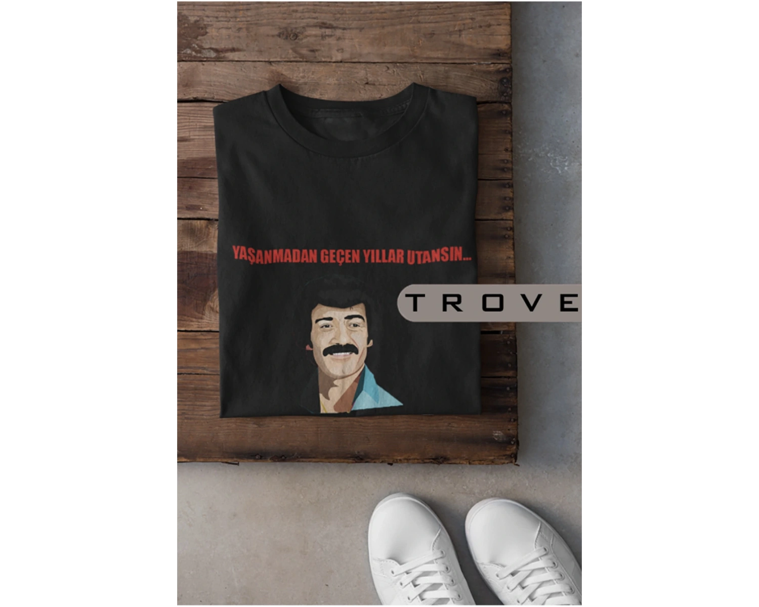 Unısex Kadın Erkek Müslüm Gürses Yıllar Utansın %100 Pamuk Baskılı Siyah Beyaz T-shirt