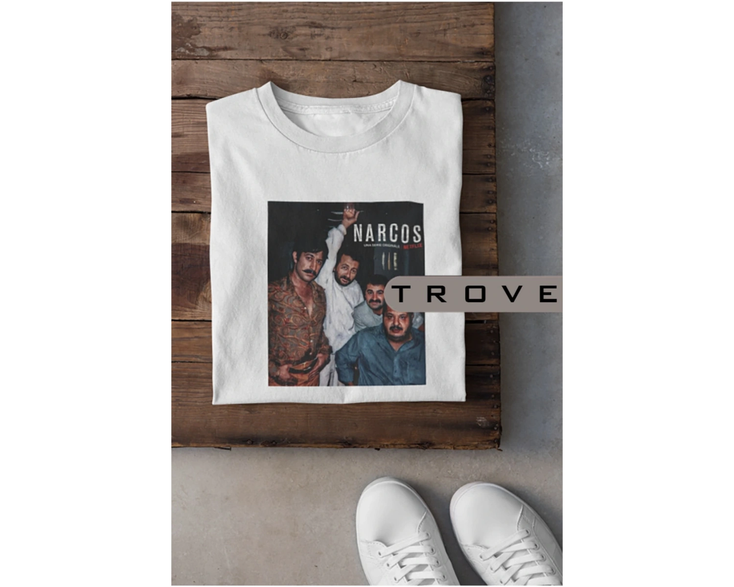 Unısex Kadın Erkek Narcos Kolpaçino  %100 Pamuk Baskılı Siyah Beyaz T-shirt