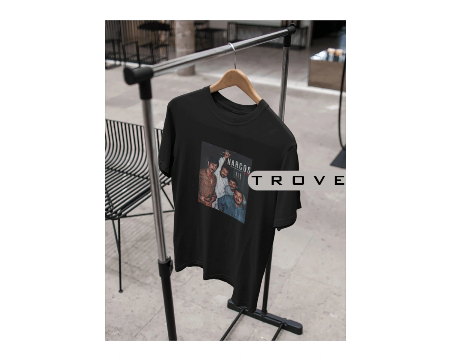 Unısex Kadın Erkek Narcos Kolpaçino  %100 Pamuk Baskılı Siyah Beyaz T-shirt