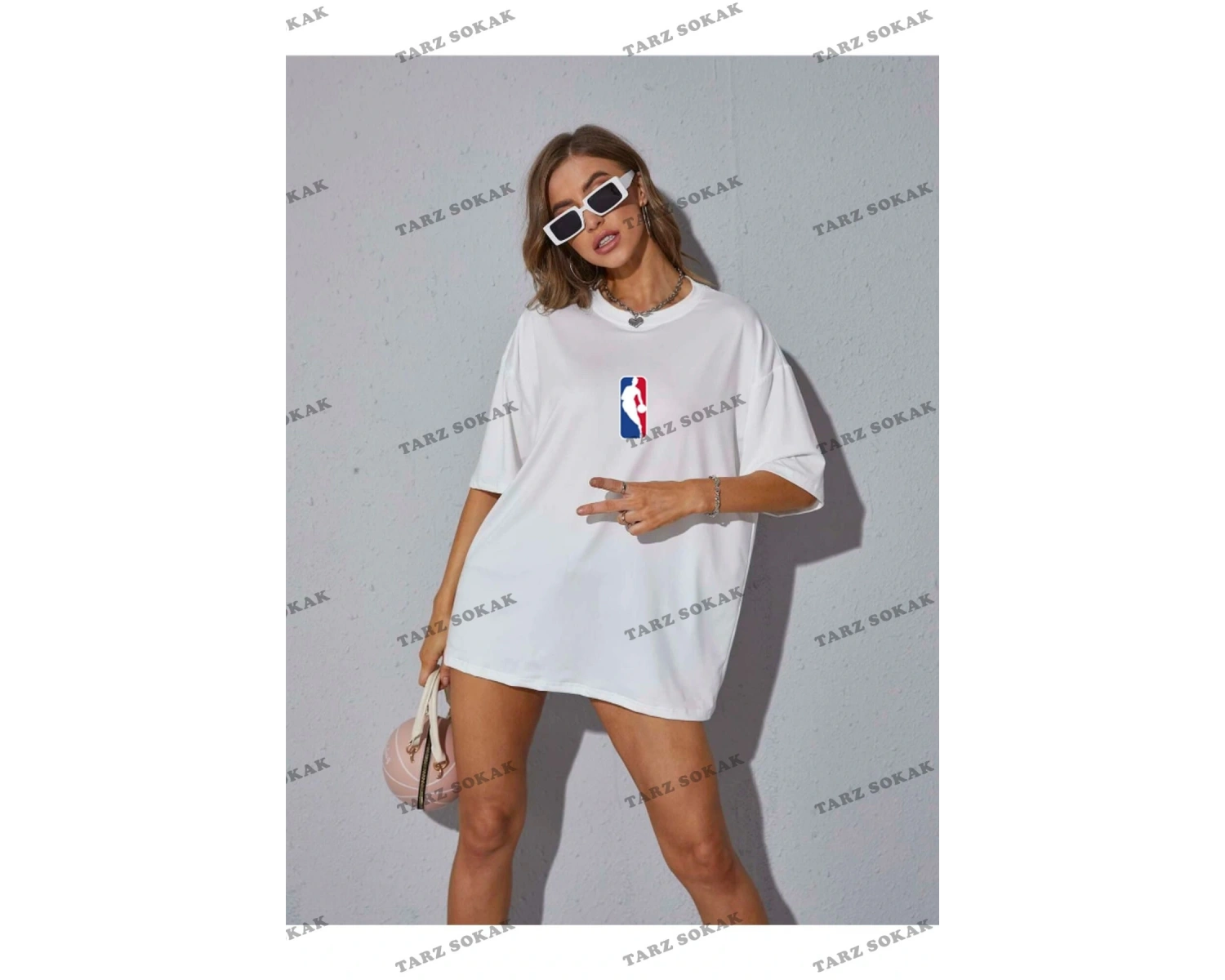 Unisex Kadın/Erkek NBBAA Özel Baskılı Renkli Oversize Penye