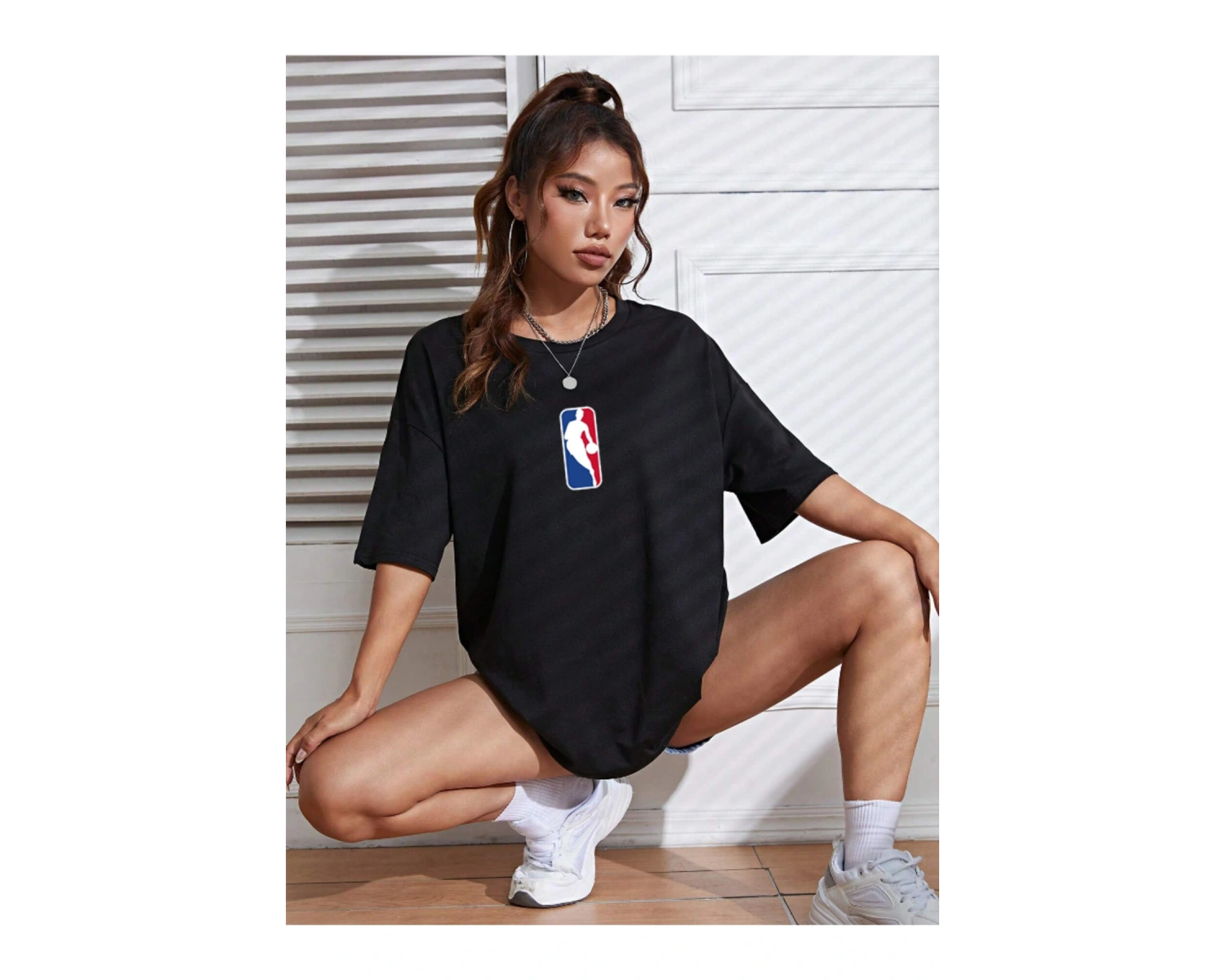 Unisex Kadın/Erkek NBBAA Özel Baskılı Renkli Oversize Penye T-Shirt