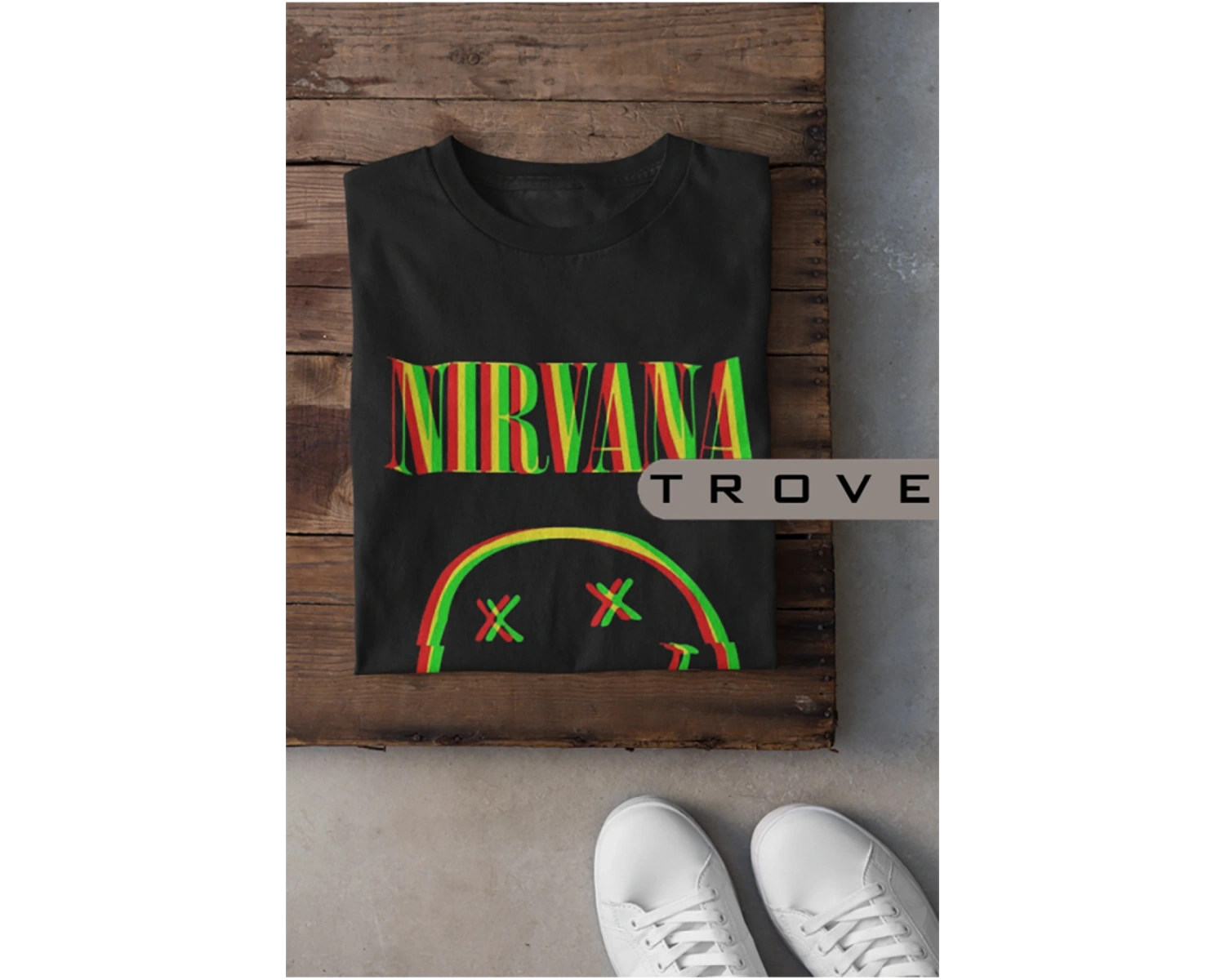 Unısex Kadın Erkek Nırvana Halüsinasyon %100 Pamuk Baskılı Siyah Beyaz T-shirt