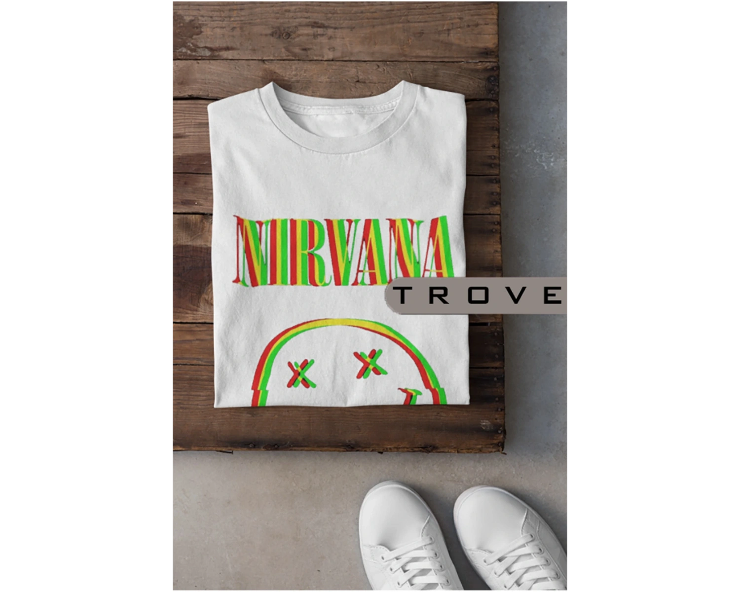 Unısex Kadın Erkek Nırvana Halüsinasyon %100 Pamuk Baskılı Siyah Beyaz T-shirt