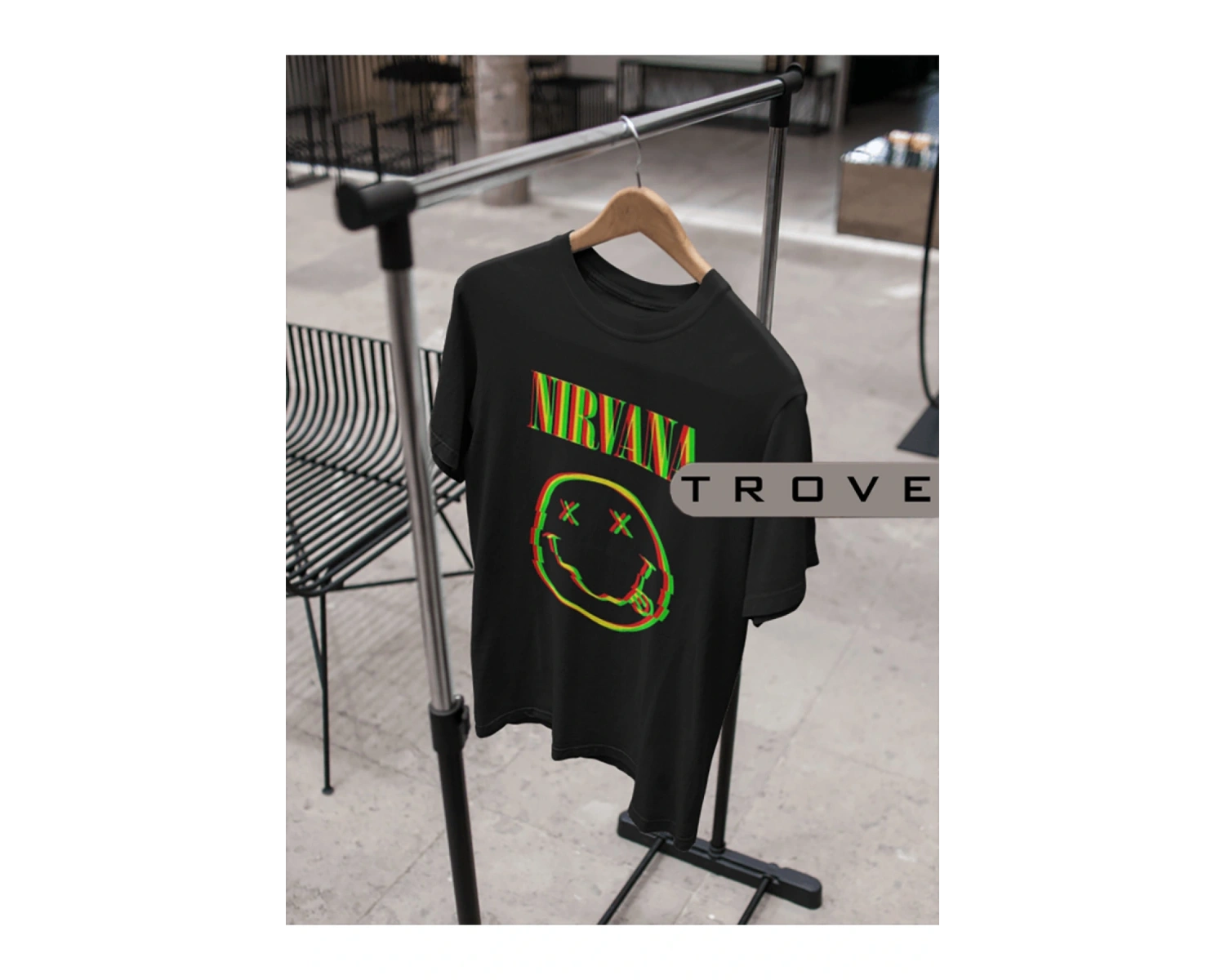 Unısex Kadın Erkek Nırvana Halüsinasyon %100 Pamuk Baskılı Siyah Beyaz T-shirt