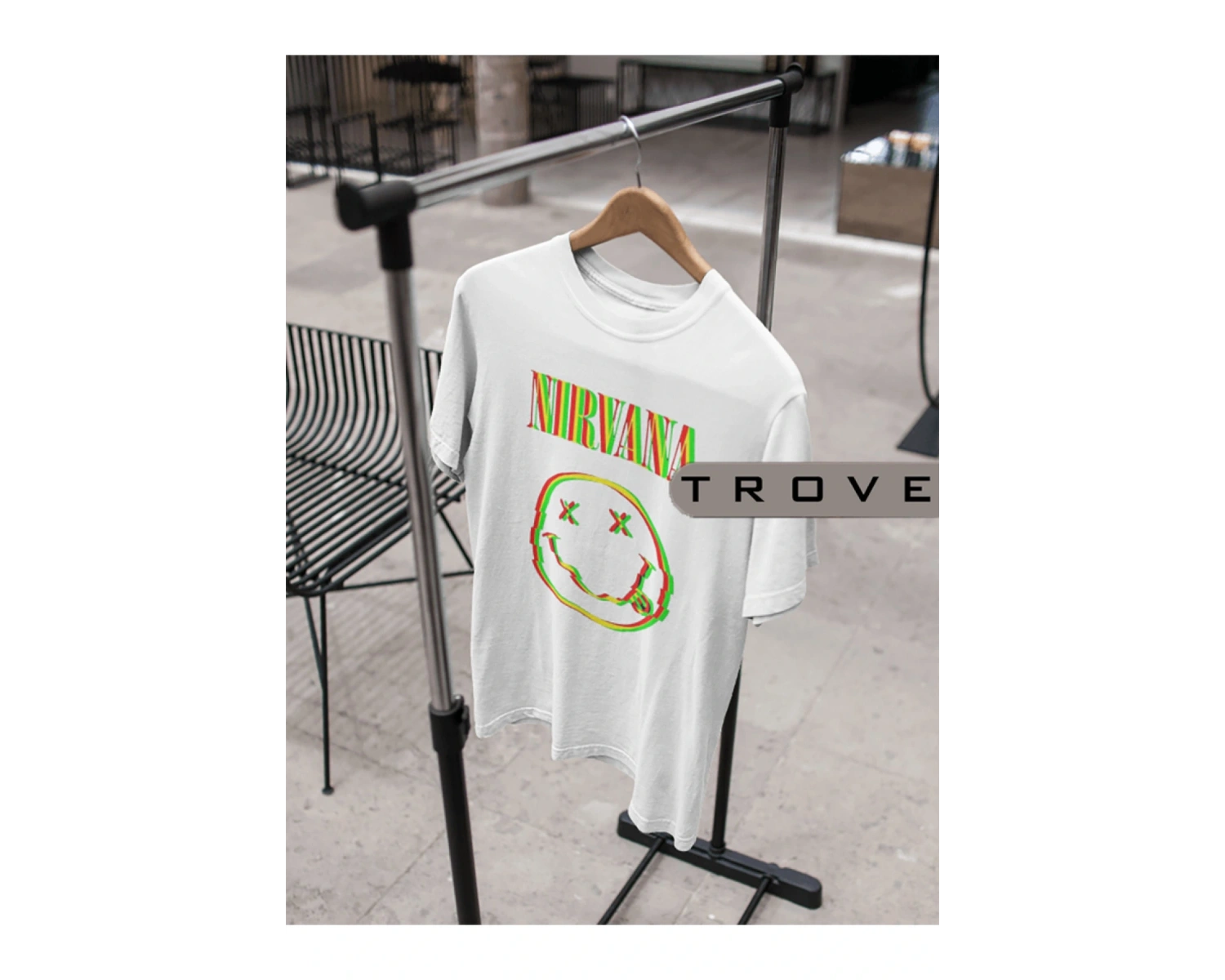 Unısex Kadın Erkek Nırvana Halüsinasyon %100 Pamuk Baskılı Siyah Beyaz T-shirt