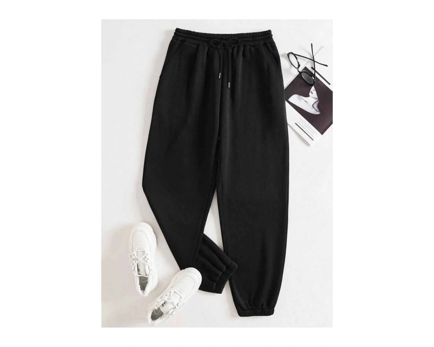 Unisex Kadın/Erkek Özel Renkli Düz Paça Lastik Eşofman Altı Jogger