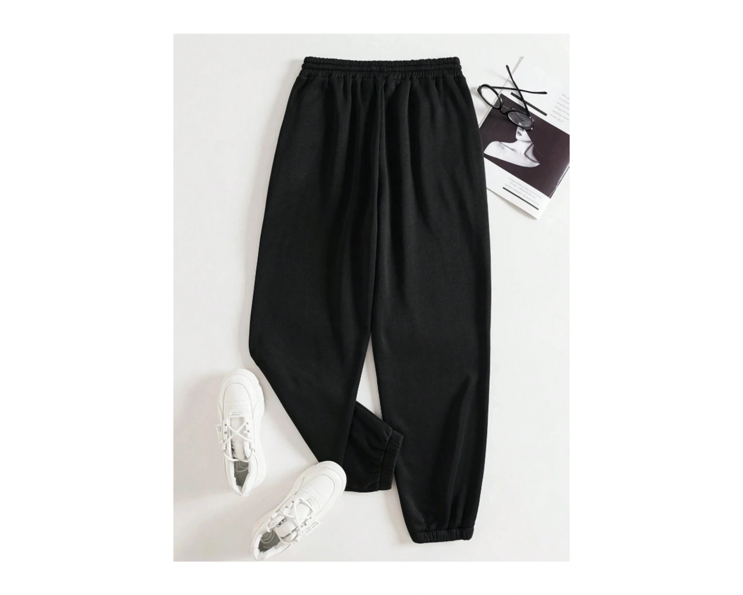 Unisex Kadın/Erkek Özel Renkli Düz Paça Lastik Eşofman Altı Jogger