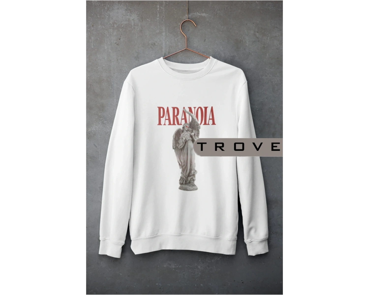 Unısex Kadın Erkek Paranoıa Mitoloji Heykel Standart Comfort Uzun Kollu %100 Pamuk Sweatshirt Beyaz
