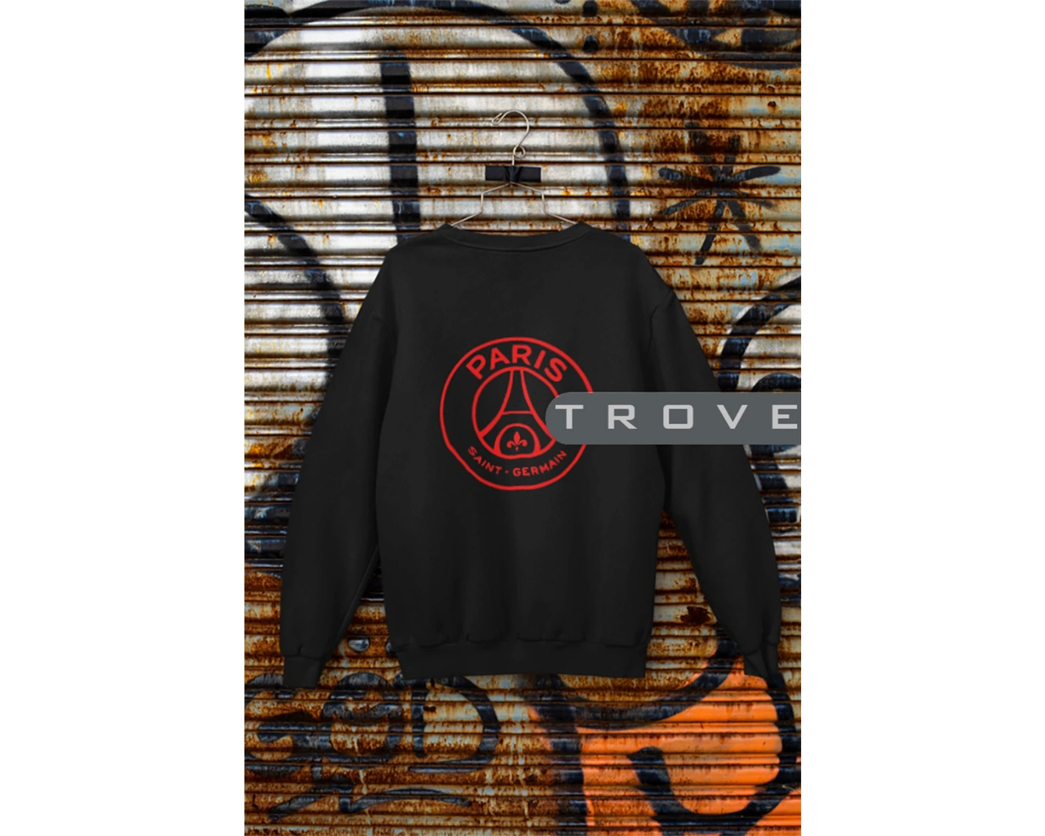 Unısex Kadın Erkek Paris Saınt Germaın Sırt Ön Arka Baskılı Uzun Kollu %100 Pamuk Sweatshirt Siyah