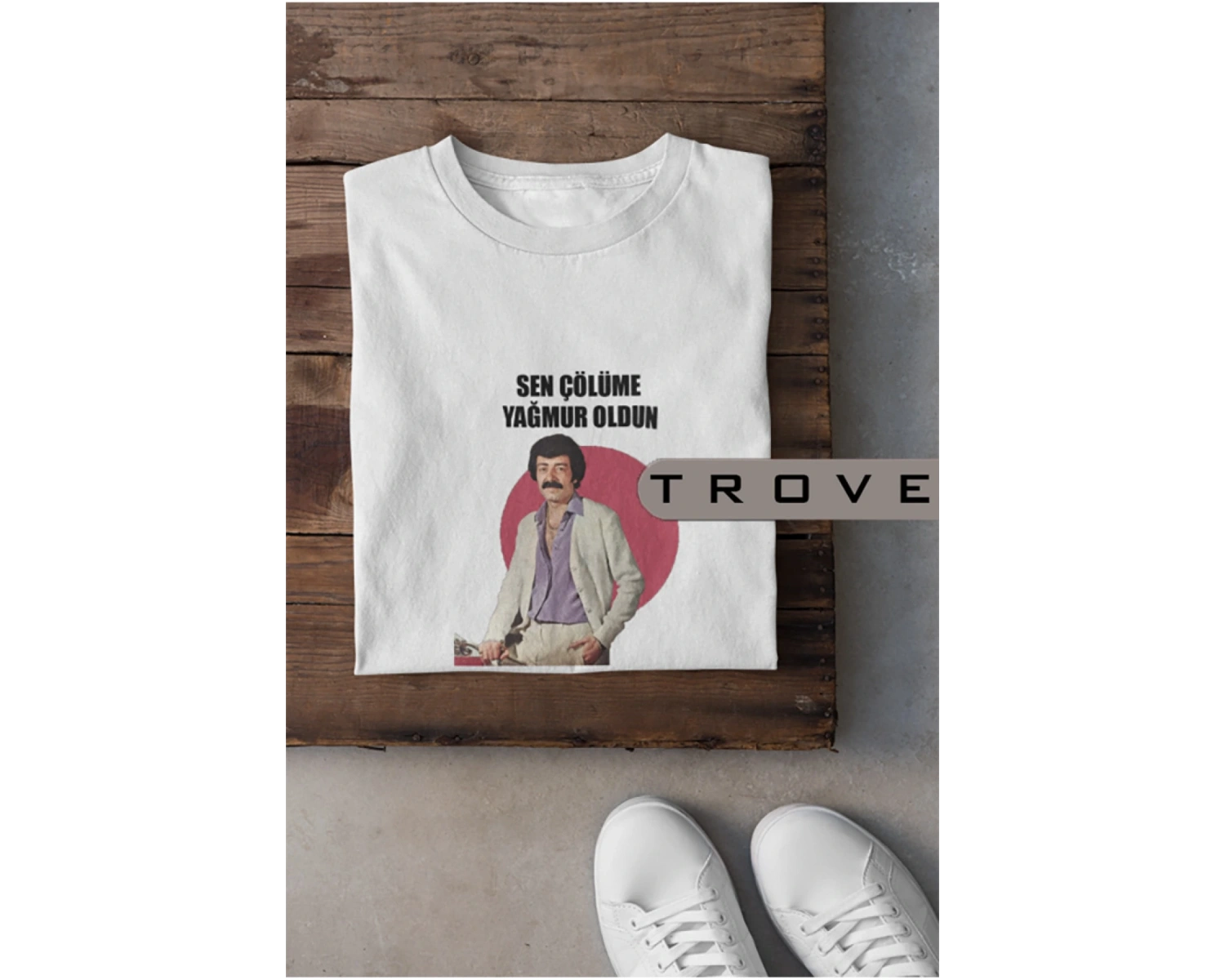 Unısex Kadın Erkek Sen Çölüme Yağmur Oldun Müslüm %100 Pamuk Baskılı Siyah Beyaz T-shirt