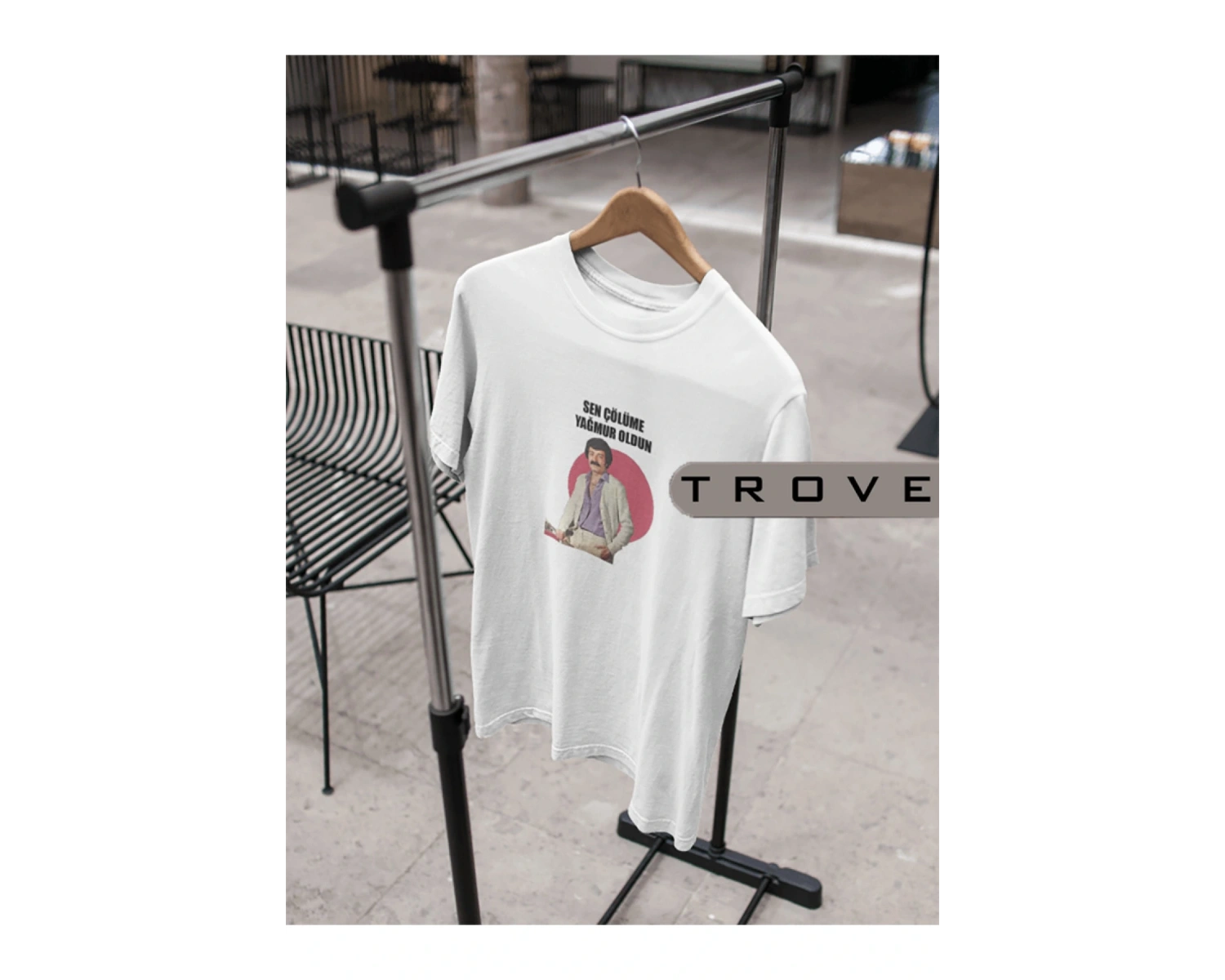 Unısex Kadın Erkek Sen Çölüme Yağmur Oldun Müslüm %100 Pamuk Baskılı Siyah Beyaz T-shirt