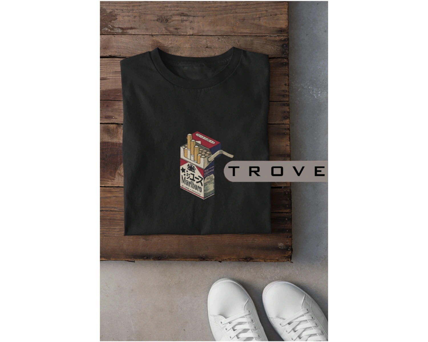 Unısex Kadın Erkek Sigara Paket Tasarım Japon %100 Pamuk Baskılı Siyah Beyaz T-shirt