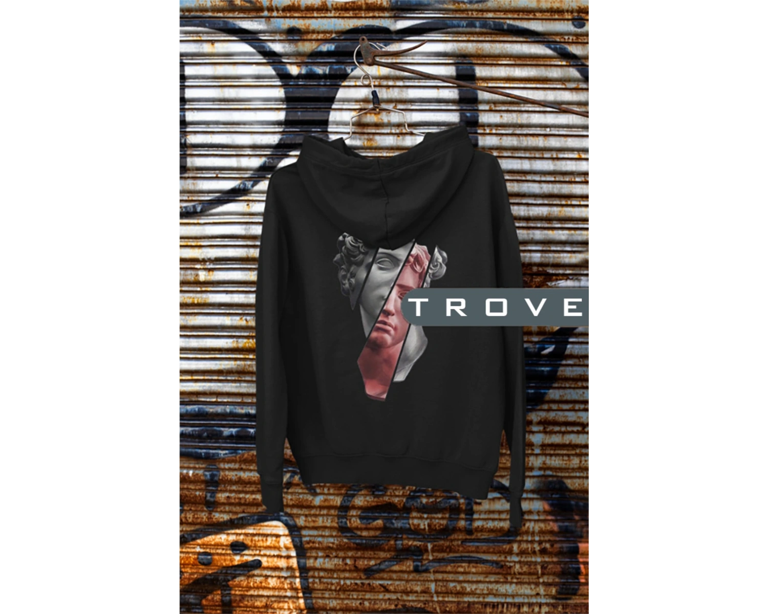 Unısex Kadın Erkek Sırt Ön Baskılı Mitoloji Uzun Kollu Kapüşonlu %100 Pamuk Sweatshirt Beyaz