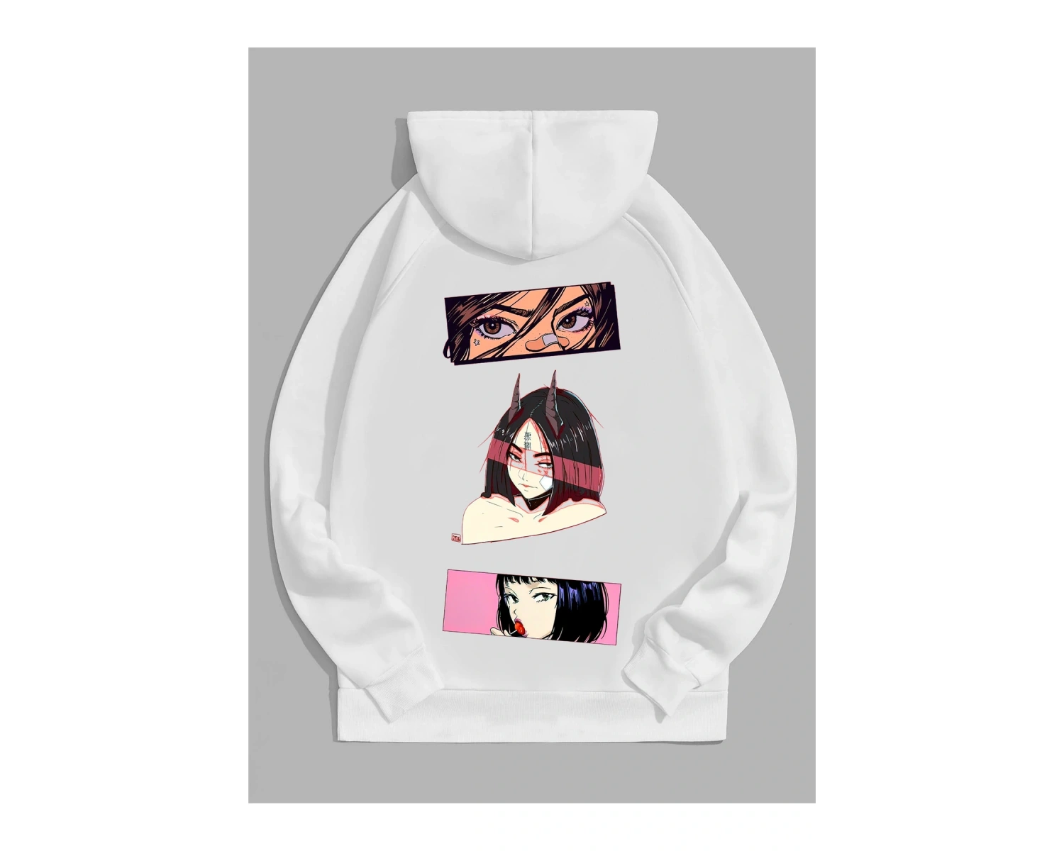 Unisex Kadın/Erkek Siyah Anime Oversize Bisiklet Yaka Pamuklu Sweatshirt