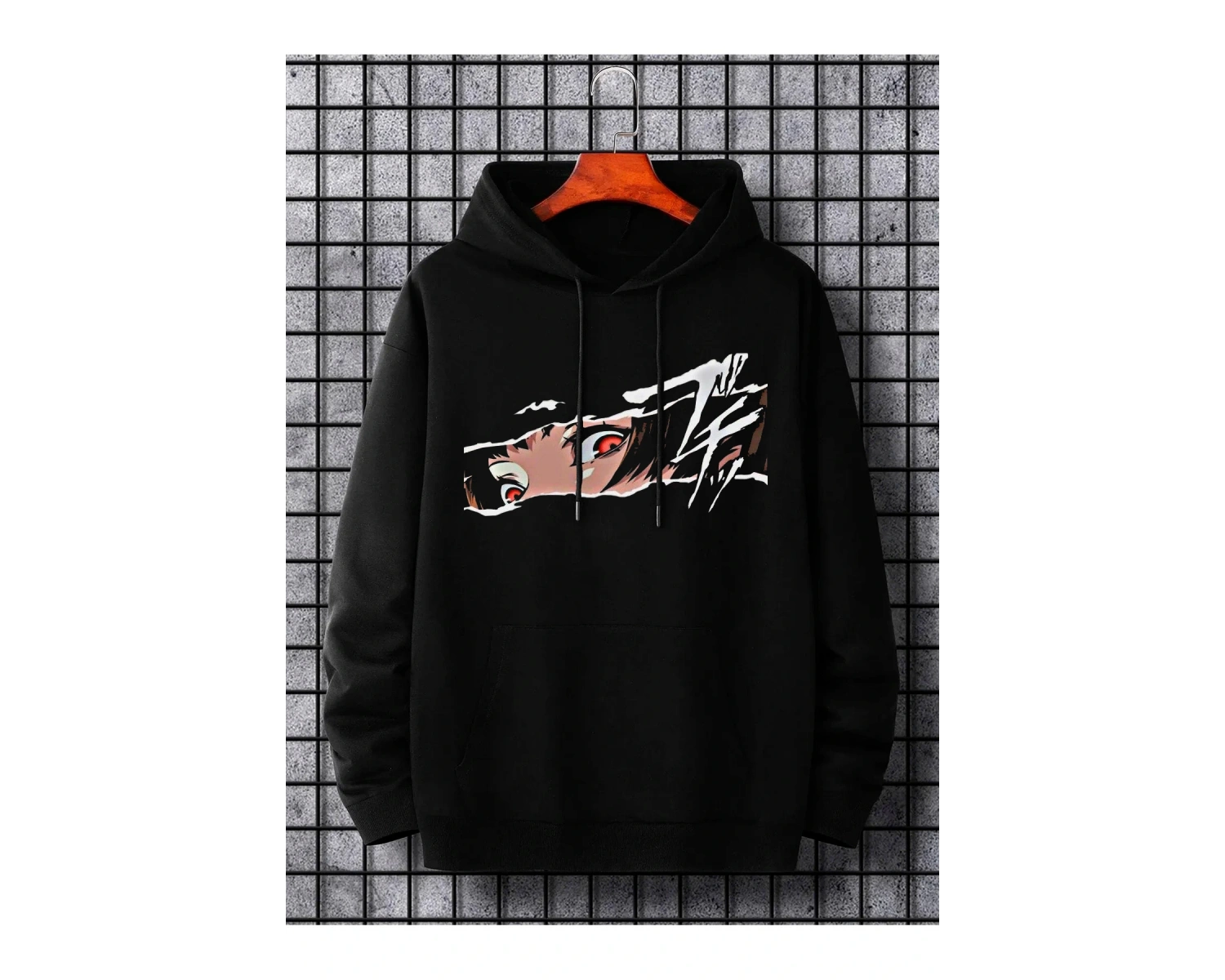 Unisex Kadın/Erkek Siyah Anime Oversize Bisiklet Yaka Pamuklu Sweatshirt