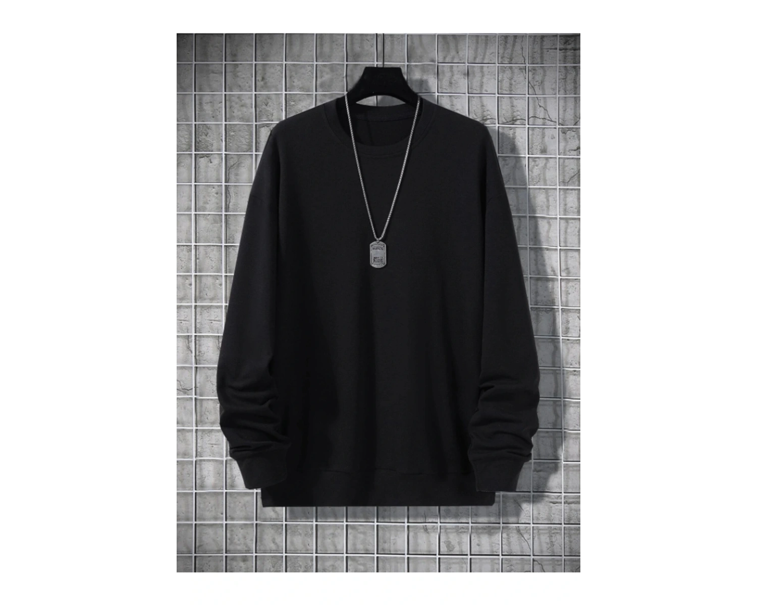 Unisex Kadın/Erkek Siyah Anime Oversize Bisiklet Yaka Pamuklu Sweatshirt