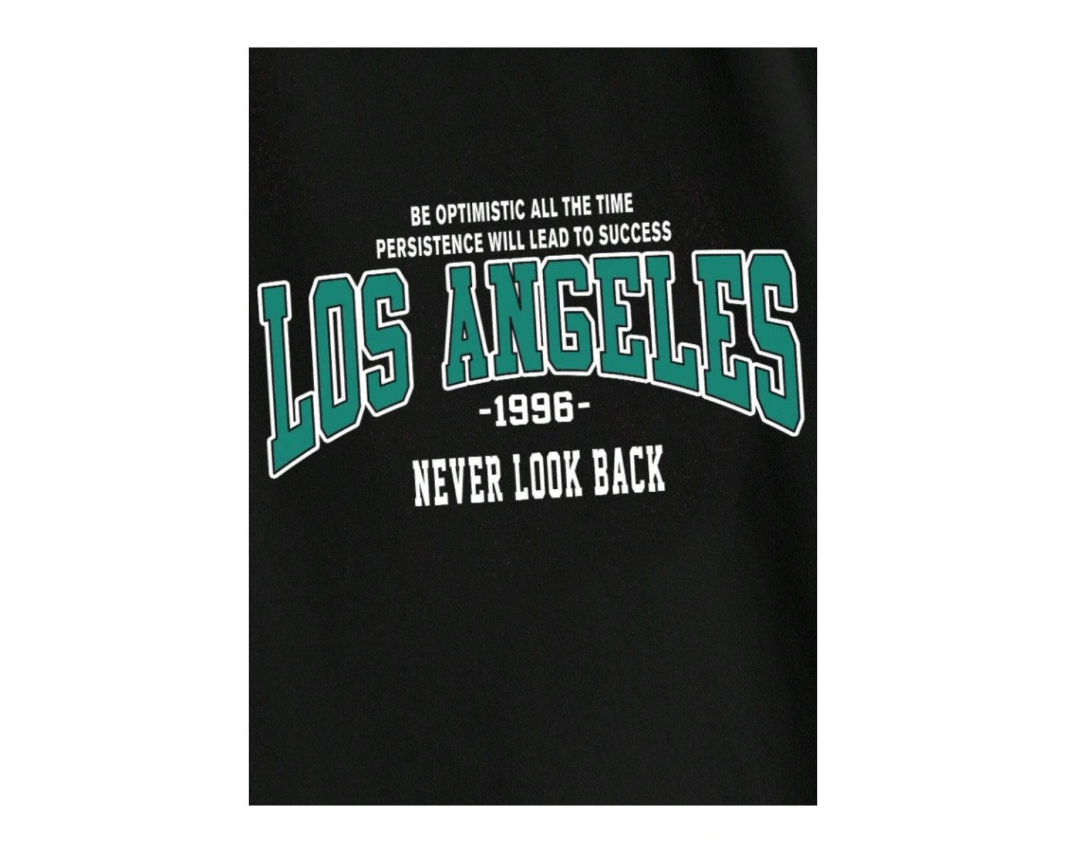 Unisex Kadın/Erkek Siyah Los Angeles 1996 Baskılı Oversize Kapüşonlu Sweatshirt