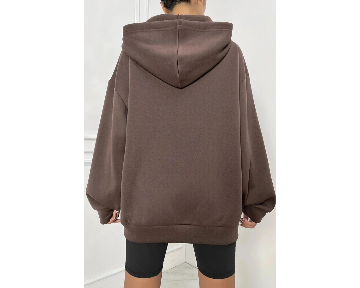 Unisex Kahverengi Newyork Baskılı Oversize Hırka newyork2022 Kahverengi