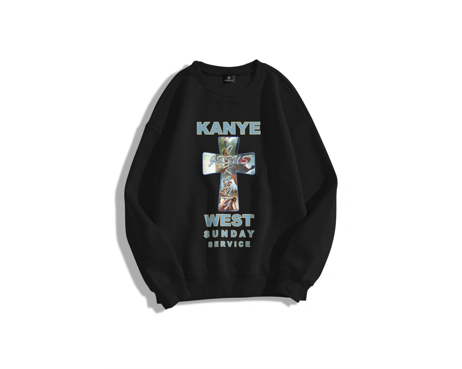 Unisex Kanye Sunday Service Bisiklet Yaka Sweatshirt Siyah