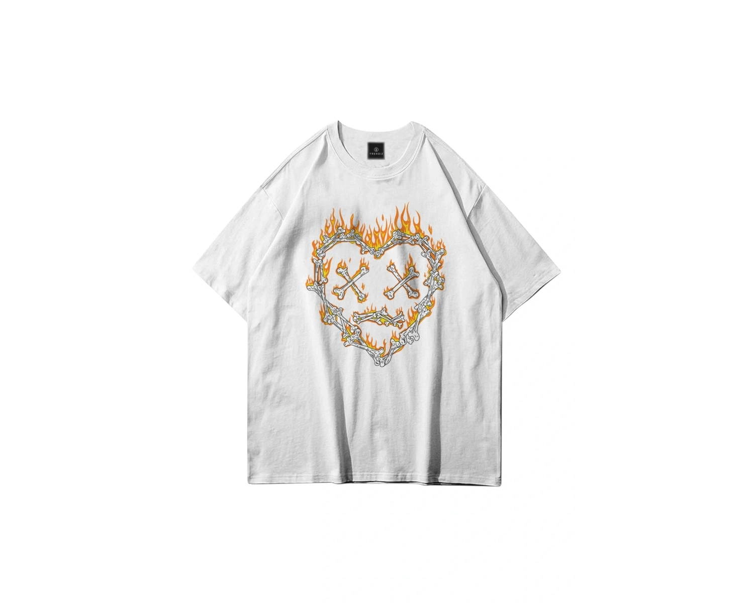 Unisex Kemik Kalp Beyaz Tshirt