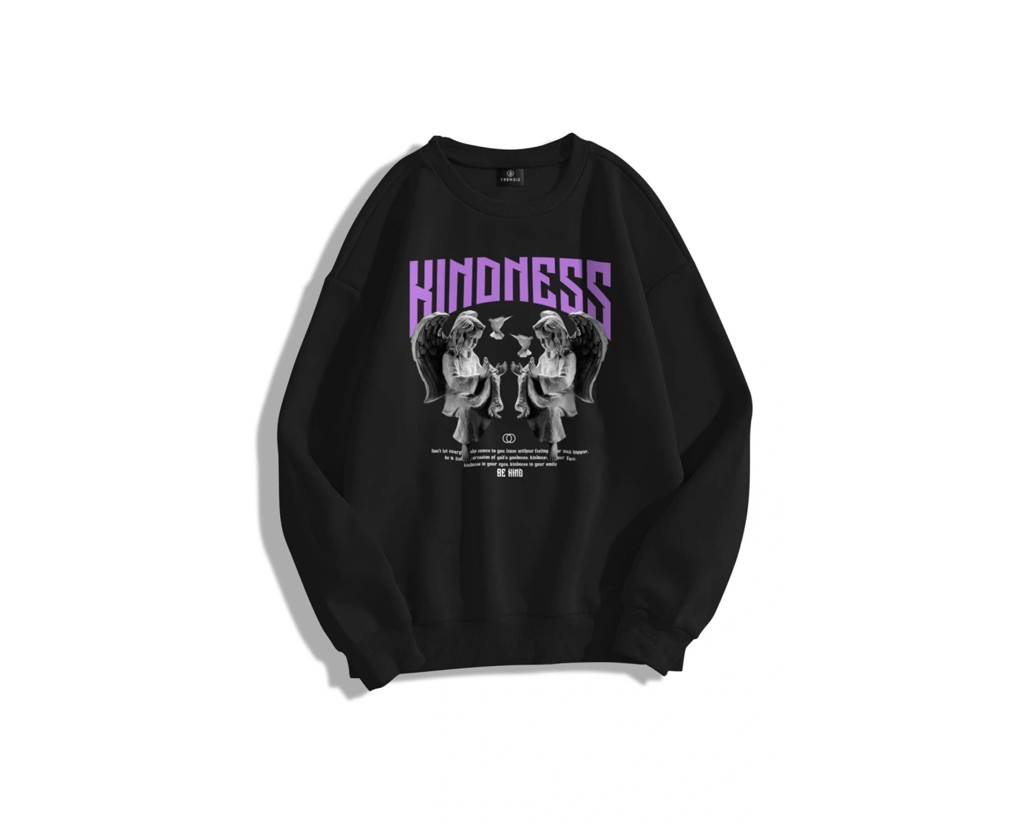 Unisex Kindness Bisiklet Yaka Sweatshirt Siyah
