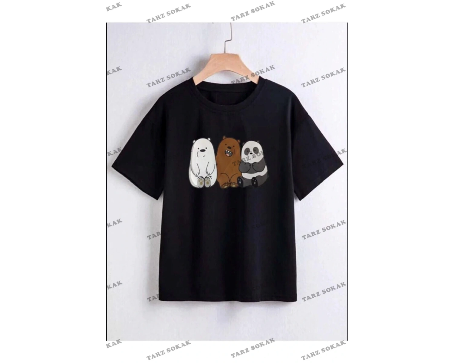 Unisex Kız/Erkek Buddy Bears Özel Baskılı Kız/erkek Çocuk Penye Bisiklet Yaka