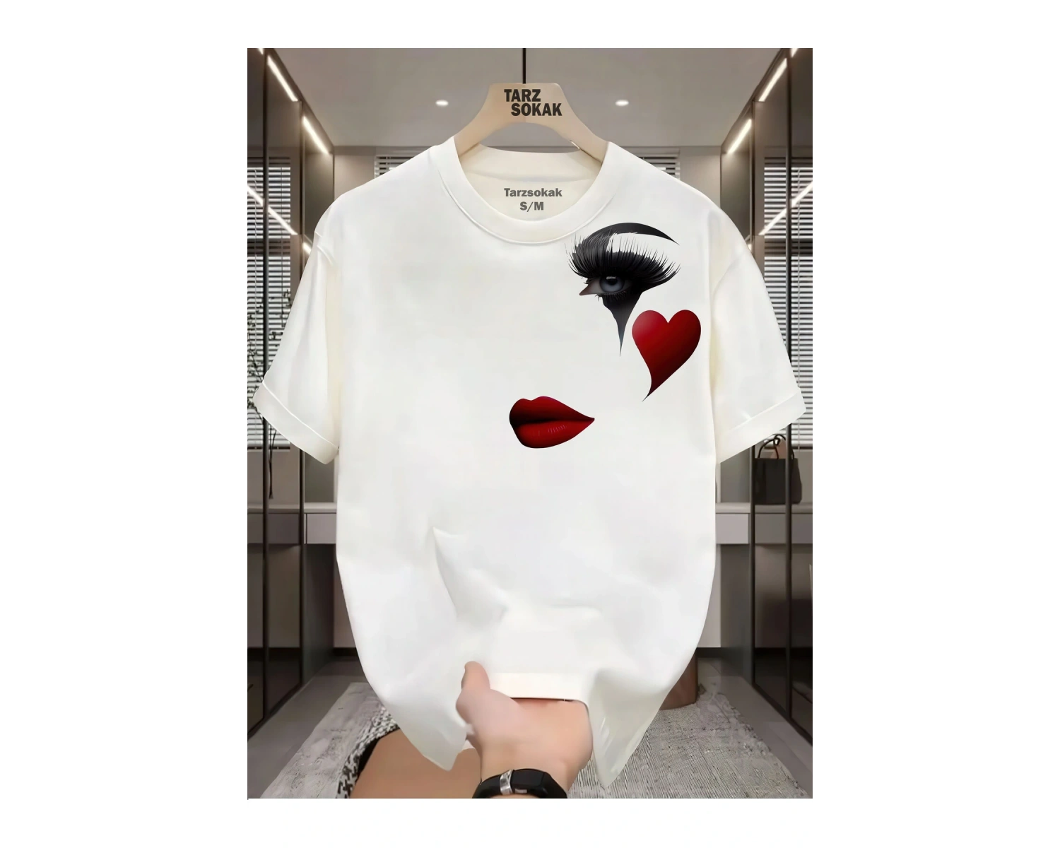 UNİSEX Kod 1 Eyelash Desen T-shirt
