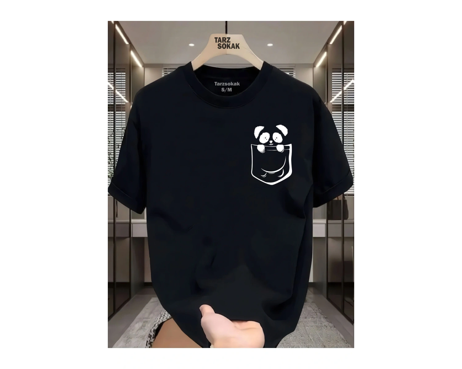 UNİSEX Kod 1 Panda Minimalis Baskı T-shirt