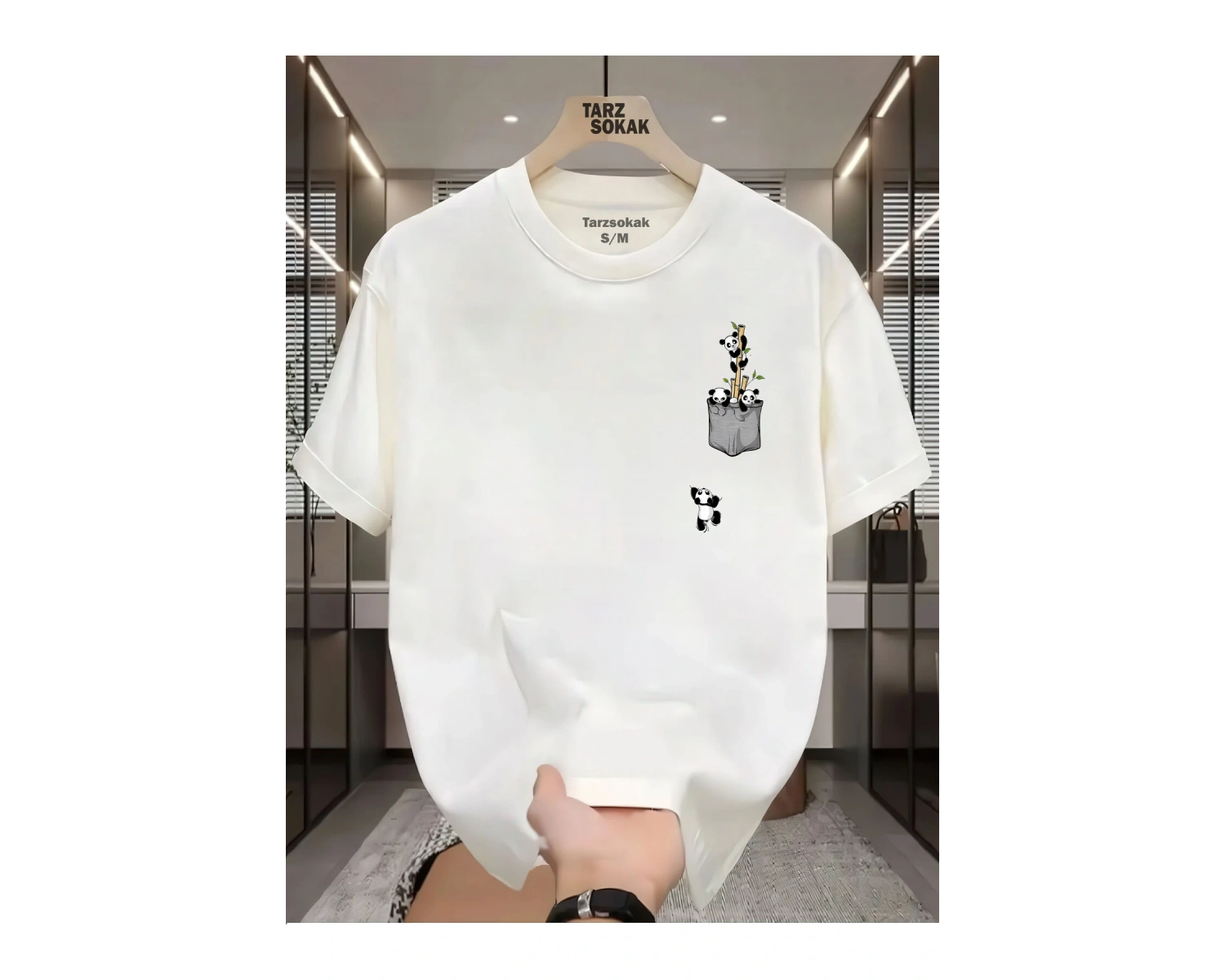 UNİSEX Kod 1 Panda Minimalis Baskı T-shirt